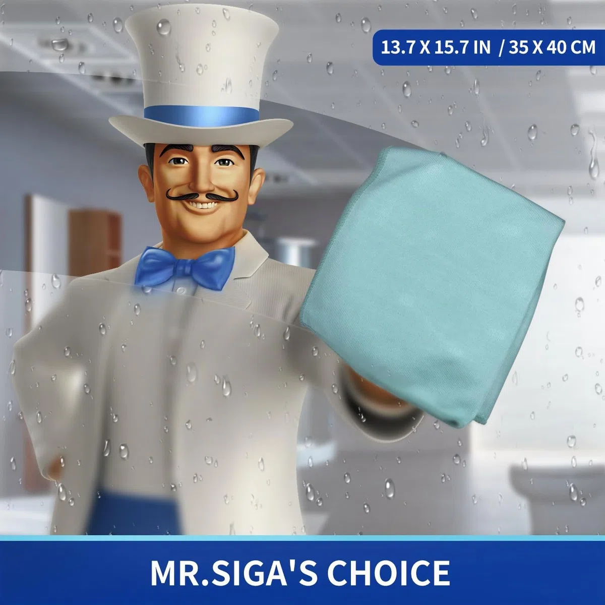 MR.SIGA Ultrafeine Mikrofasertücher für Glas, 6er-Pack, 35 x 40 cm 13,7" x 15,7"