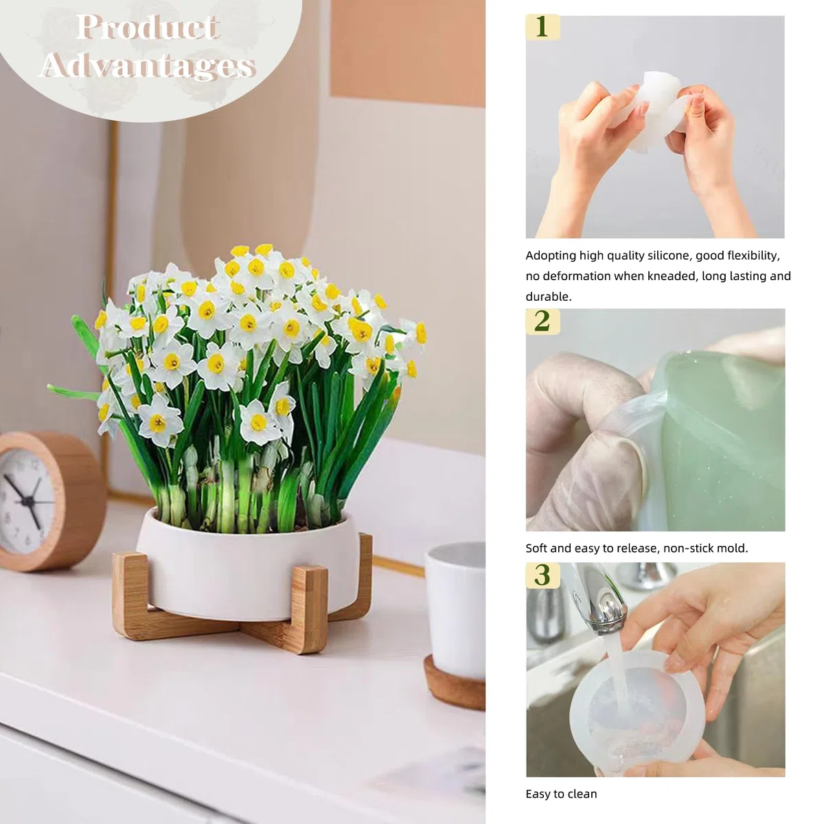 Silikonformen Tablett,Epoxy Silikonform Schüssel,Silikonformen für Beton Gips DIY,Teetablett Obsttablett Gießform für Herstellung von Kunsthandwerk