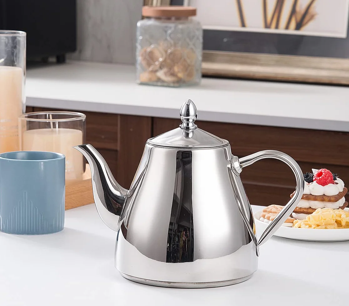 SANQIAHOME Edelstahl-Teekanne mit Siebeinsatz,Teekannen,2.0L