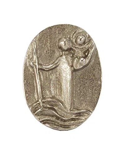 Christophorus Plakette fürs Auto aus Silber-Bronze, Schutzpatron der Autofahrer, Autoplakette (3 x 4 cm), Original von Andrea Zrenner