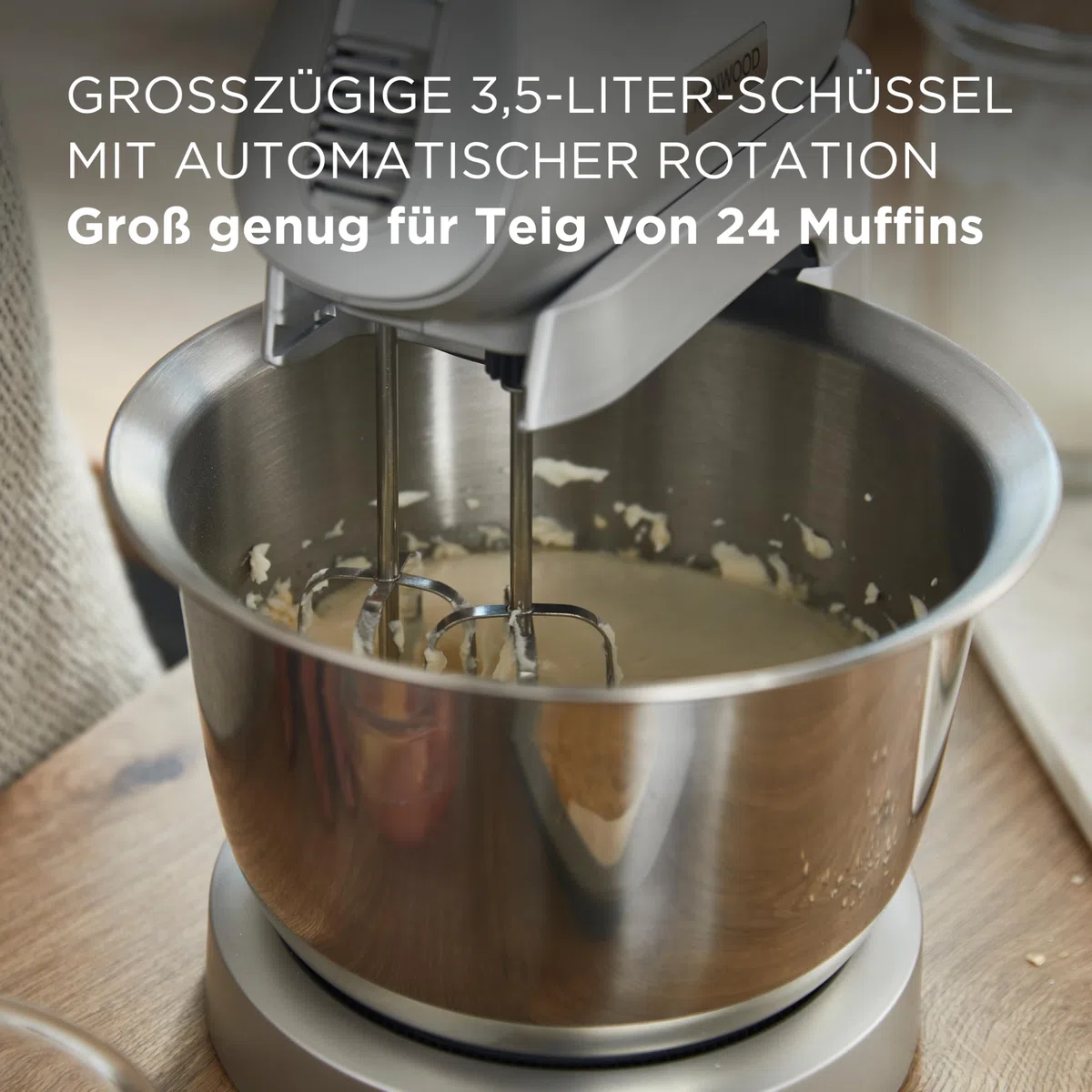 Kenwood Chefette HMP54.000SI - Handmixer und Küchenmaschine in einem, 3,5 l Edelstahl-Schüssel, variable Geschwindigkeit + Pulse-Funktion, 650 Watt, Silber
