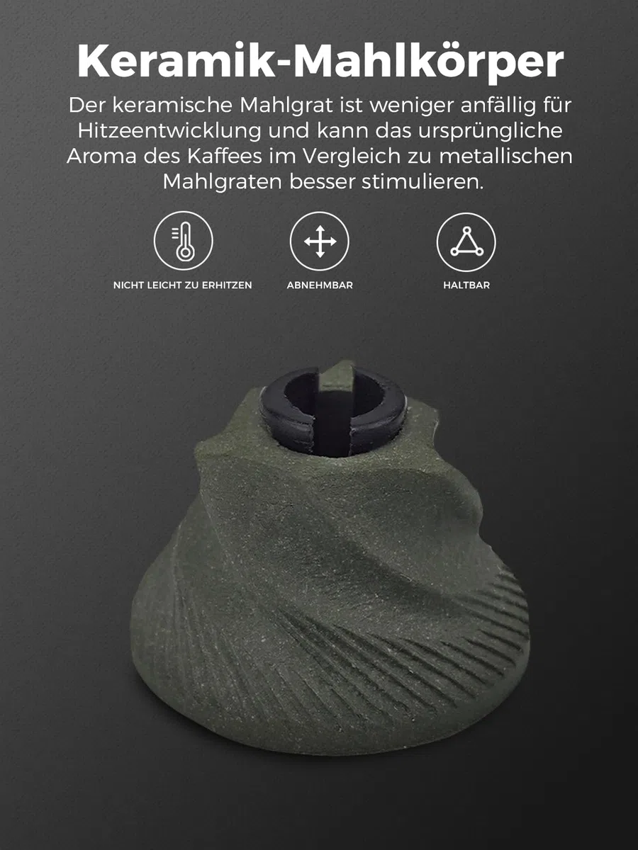 Kaffeemühle Manuell,Keramikmahlwerk mit 20 g Fassungsvermögen,Einstellbare Mahlgrad Einstellung,Hand Kaffeemühle für Outdoor und Camping,304 Edelstahl