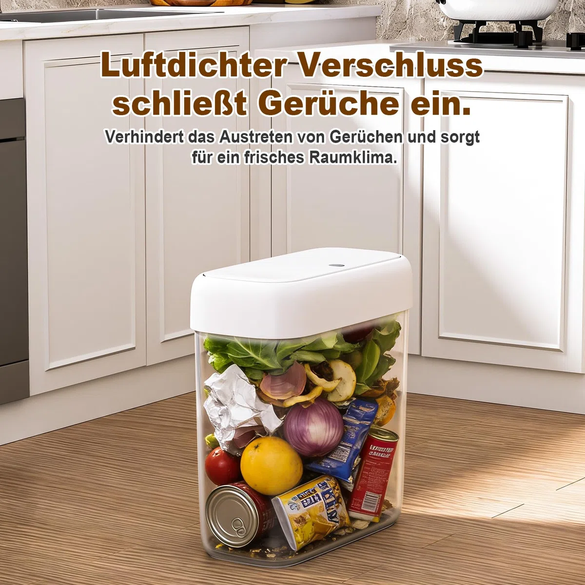 MOPUP Kleiner Badezimmer-Mülleimer mit Deckel, 8.5 l/2,2 Gallonen, schmaler Mülleimer, Papierkorb aus Kunststoff mit aufklappbarem Deckel, hundesicher für Badezimmer, Küche, Schlafzimmer, Wohnzimmer