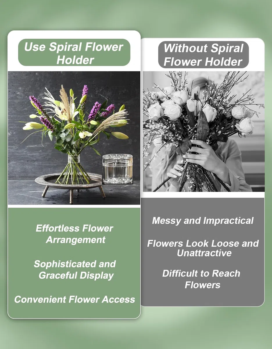 Ikebana-Spiral-Stielhalter, 2 Stück, spiralförmiger Blumenstielhalter, wiederverwendbar, Spiralstielhalter für Blumenvasen, DIY-Blumenstrauß, Twister, Blumenarrangement-Halter (S+L)