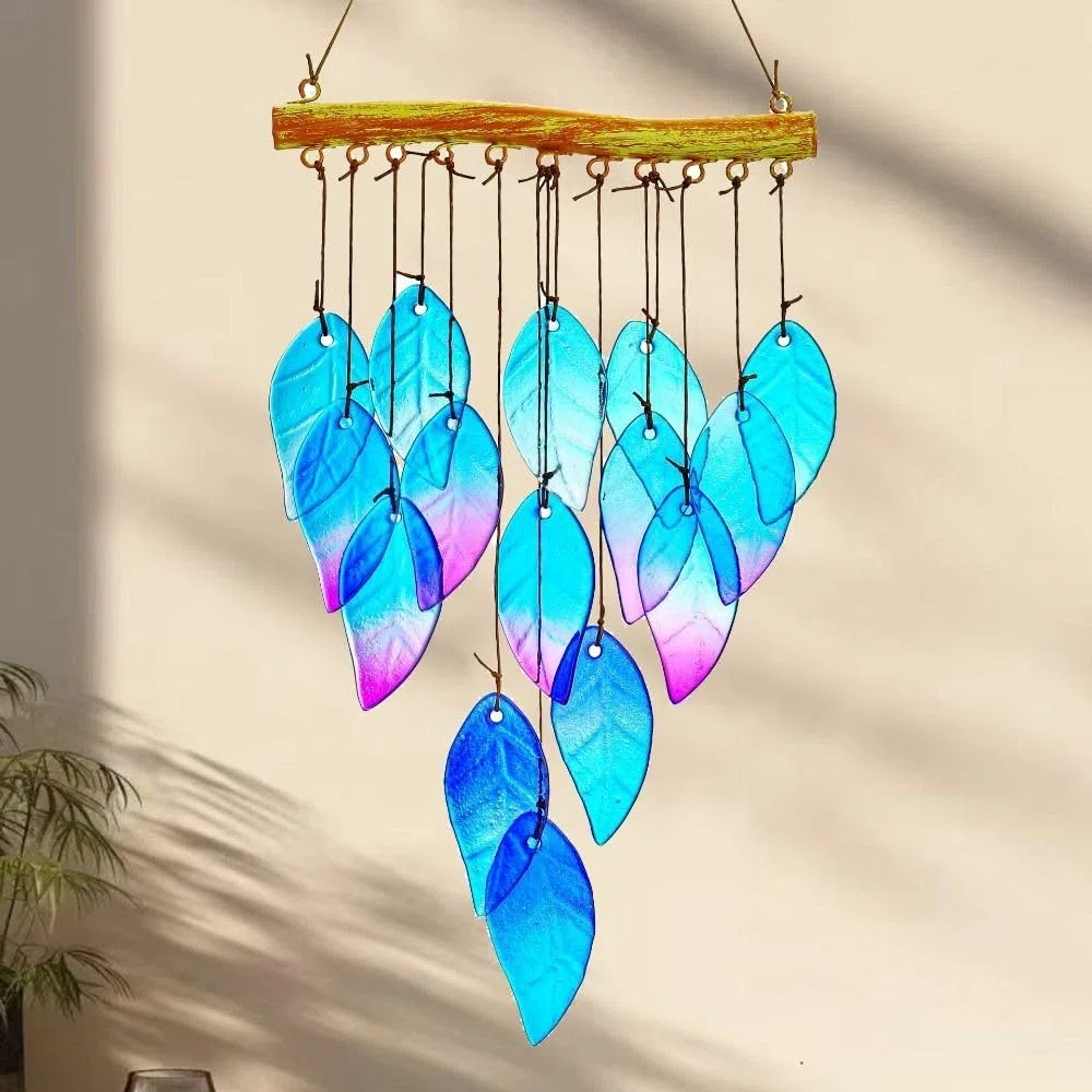 Windspiel in Fischform, blaues Glas, Meereswindspiel, hängender Sonnenfänger, Lichtsammlung, Anhänger für den Außenbereich (Stil 1)