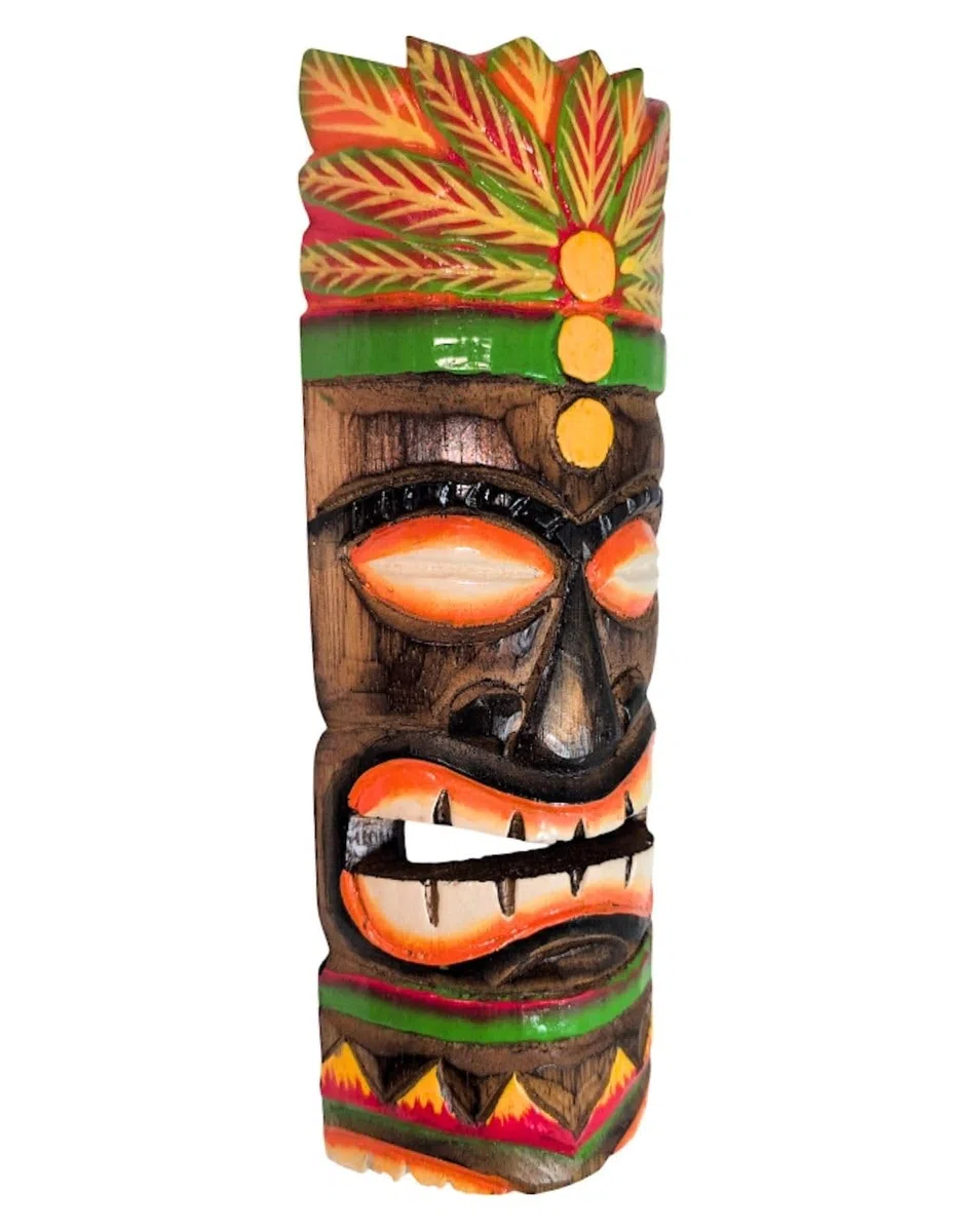 Tiki-Maske zur Wandmontage, 30 cm, aus Holz | Der Stammesmeister
