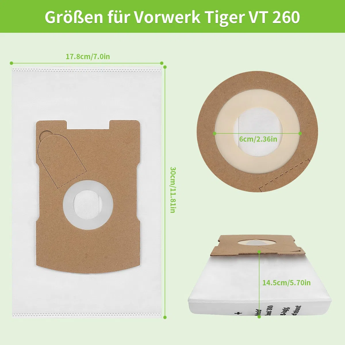 15 Stück Staubsaugerbeutel für Vorwerk Tiger VT 300, 260, 265, 270, ähnlich FP 260, Beutel kompatibel mit SWIRL V66 (fwk260 beutel-15pcs)