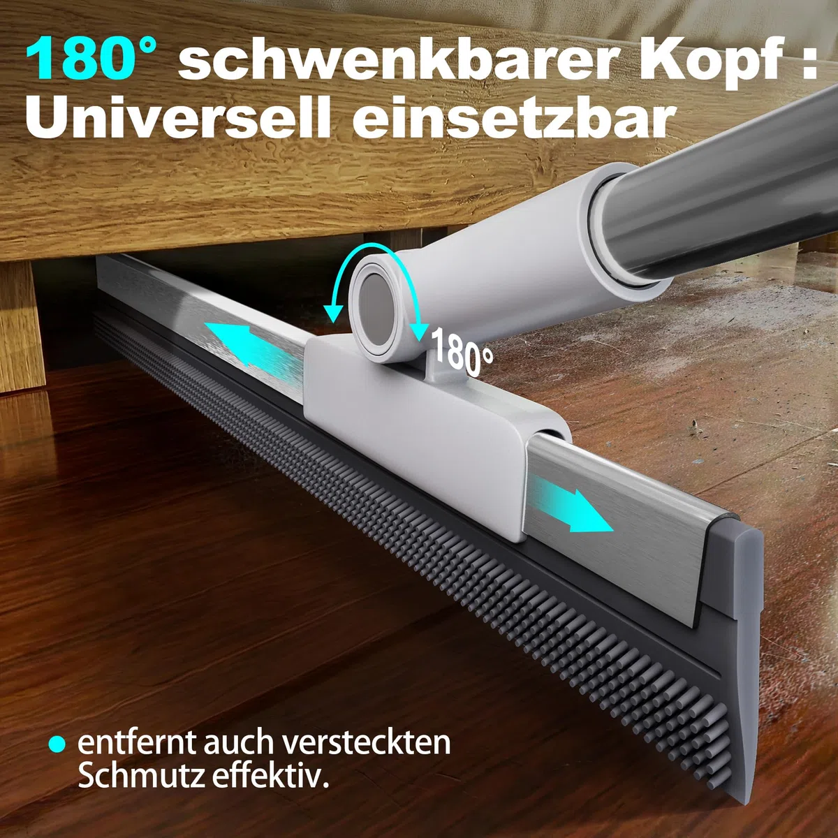CTIME Wasserschieber Bodenabzieher - höhenverstellbarem Stiel (bis 1475mm) und 40 cm Silikonlippe. Entfernt Wasser und Haare effizient von allen glatten Oberflächen in Bad, Küche, Garage und Terrasse.
