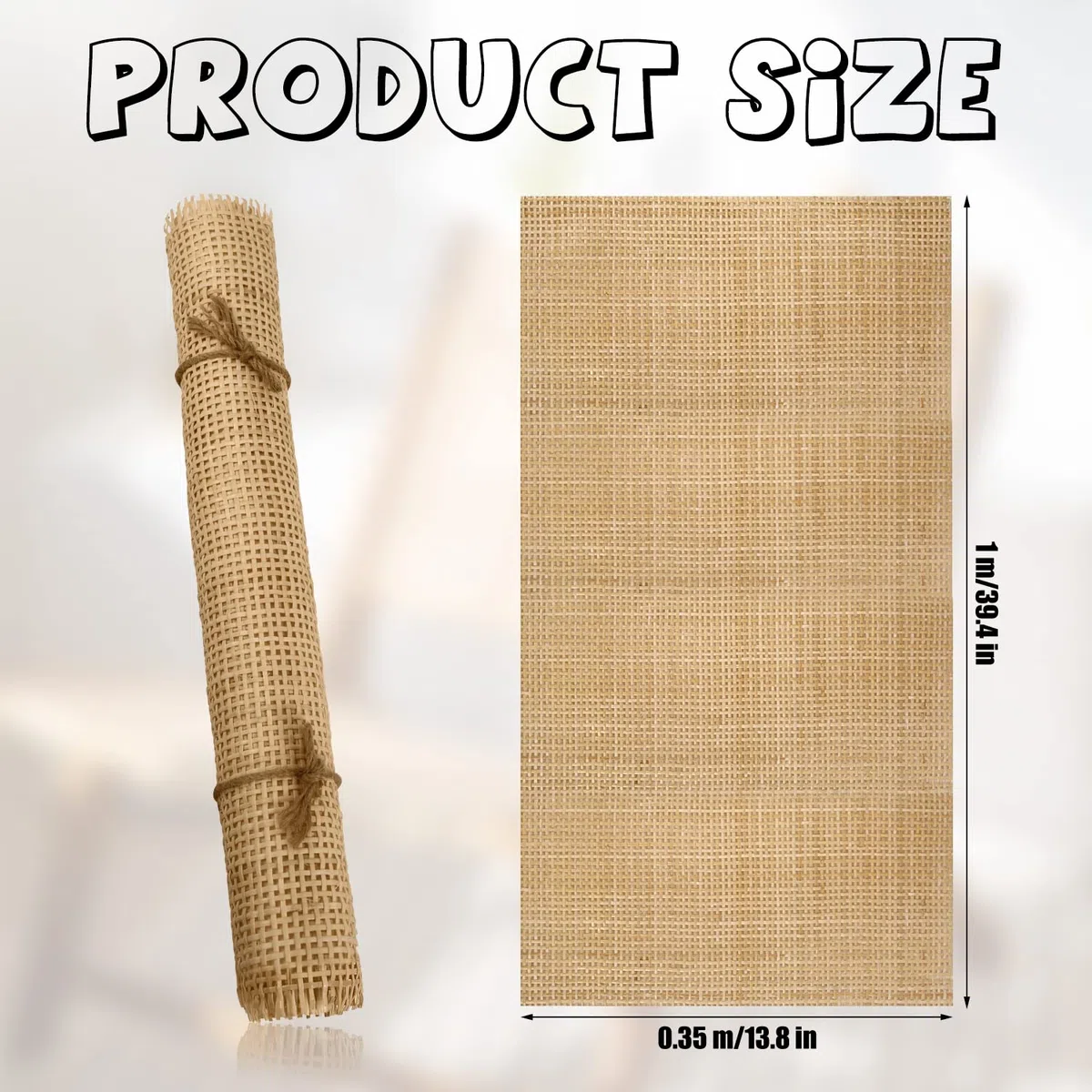 SAVITA Cane Webbing Rattan Roll, 1x0,35m Gewebtes Offenes Rattan Geflecht Natürliches Rattan Gurtband für Caning-Projekte Quadratisch Hohl Rattan Webbing für Heimwerker Schrank Stuhl Möbel