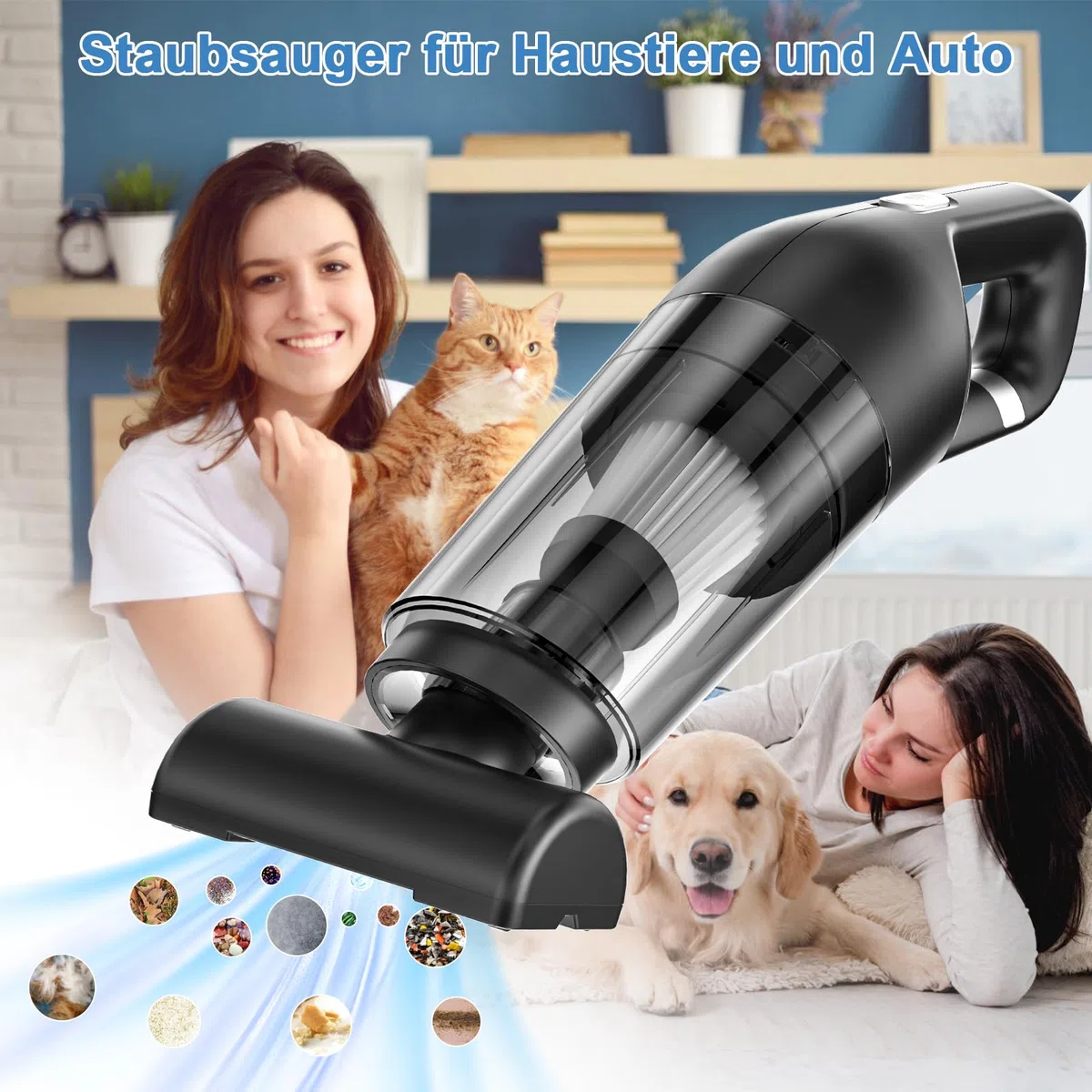 Czemo Handstaubsauger Akku 9000Pa Autostaubsauger Stark Staubsauger Kabellos Tragbarer Handsauger USB Auto Staubsauger Ohne Kabel für Auto Zuhause Tierhaare