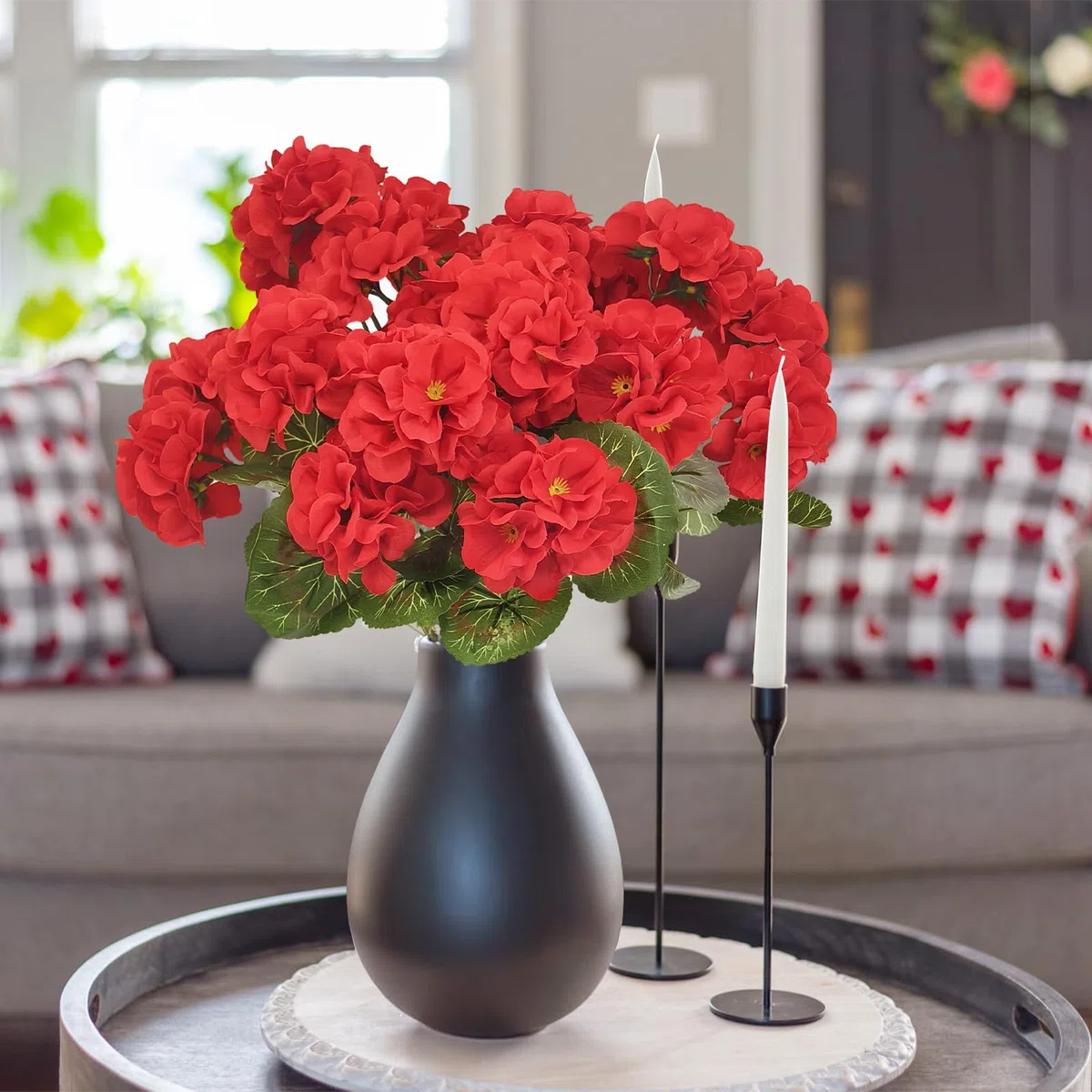 YMIFEEY 6 Stück Kunstblumen Künstliche Balkonpflanzen Blumen Geranien für Draußen, Kunstpflanze Outdoor Wetterfest, Künstlich Balkonpflanzen Balkon Blumen UV-beständig für Innen- & Außenbereich