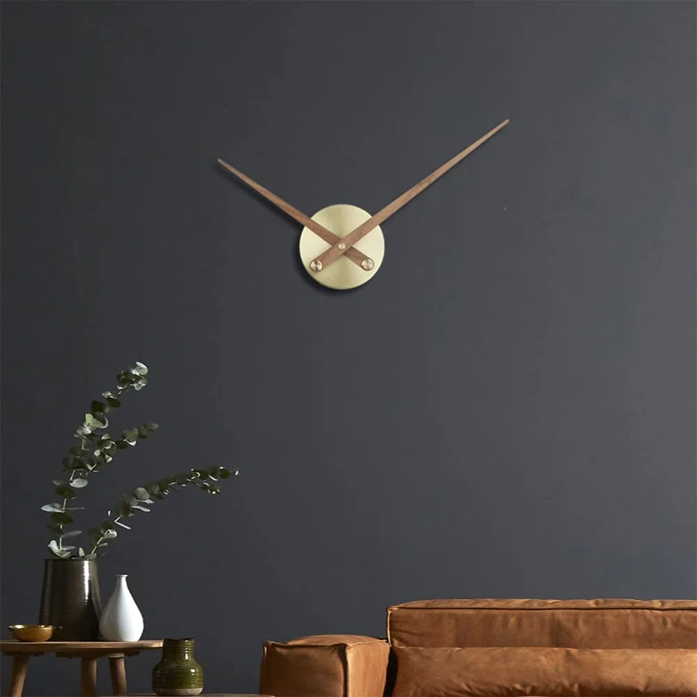 Timelike 3D-Uhrzeiger, Große Wanduhrzeiger, nadelförmig, Für Wanduhren zum selber Bauen, Dekoration, Quarz-Uhr-Mechanismus (Golden+wood-10CM)