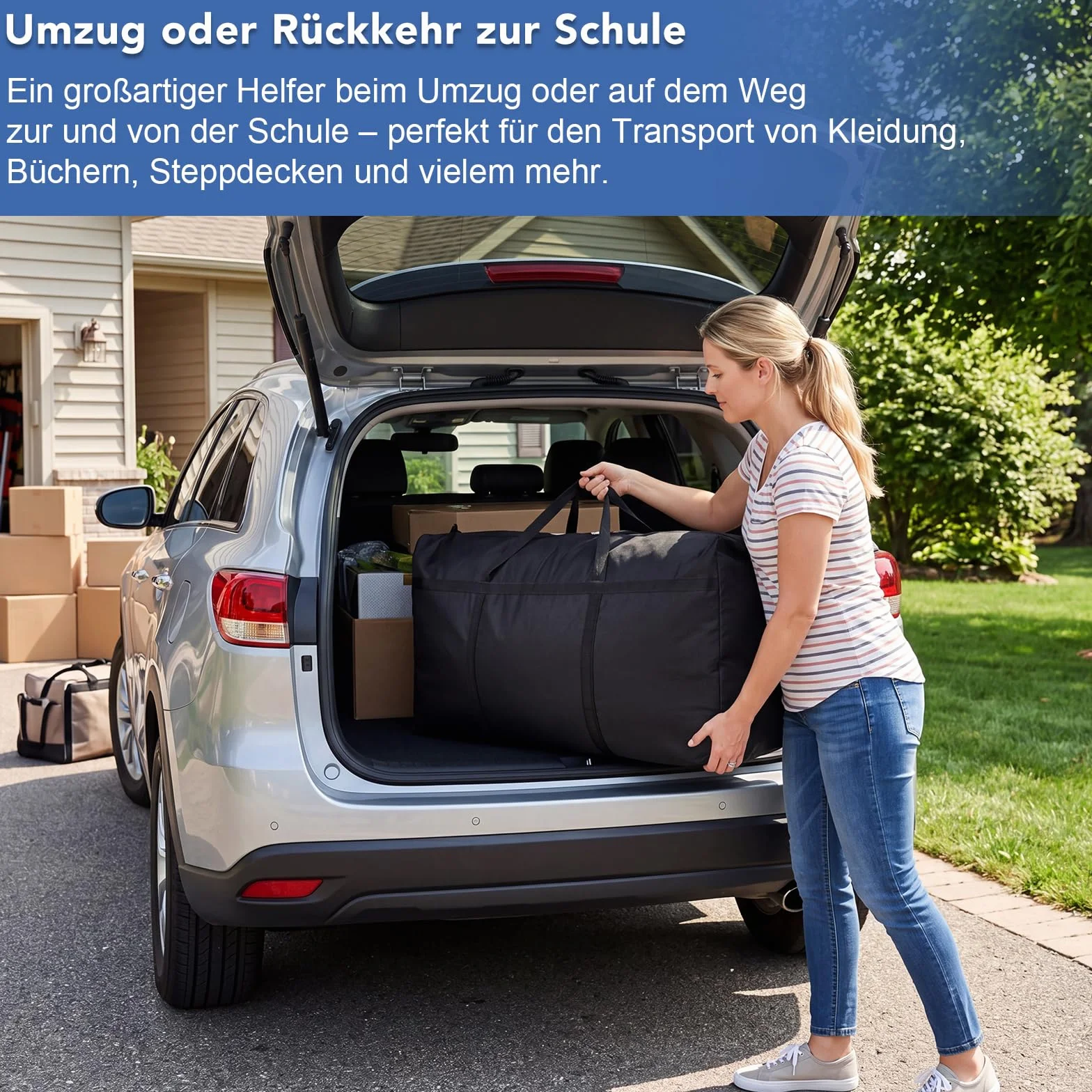 Dntorx 2 Stück 180L Extra Große Aufbewahrungstasche, Oxford Heavy-Duty Umzugstaschen mit Reißverschlüssen Handgriff, Wasserdichte Tragetasche für Umzug Bettdecken Kleidung Bettwäsche Aufbewahrung