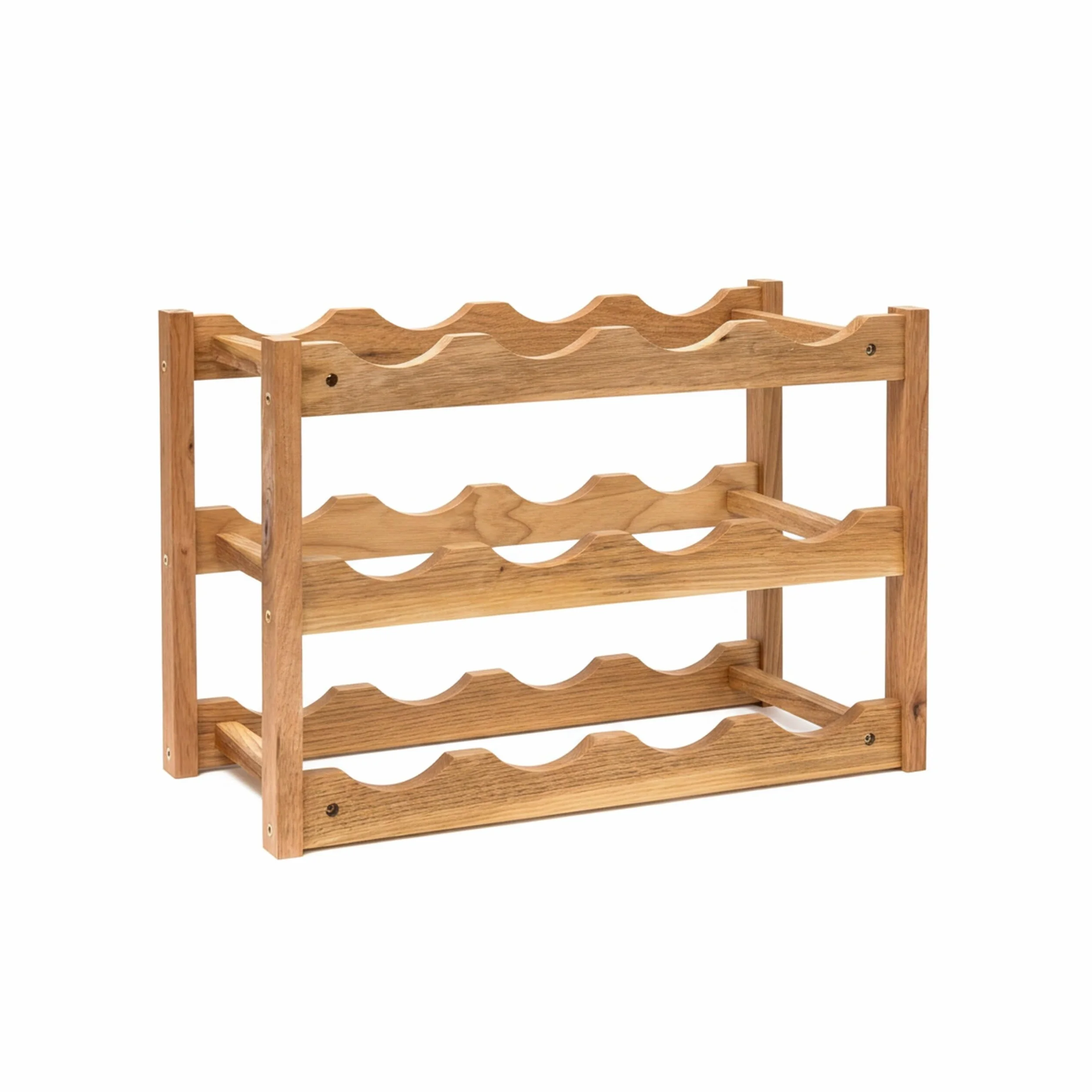 Relaxdays klein, Flaschenregal 12 Flaschen Wein, H x B x T: 28 x 21 x 42 cm, natürlich, Holz, Weinregal Walnuss mit 3 Ebenen