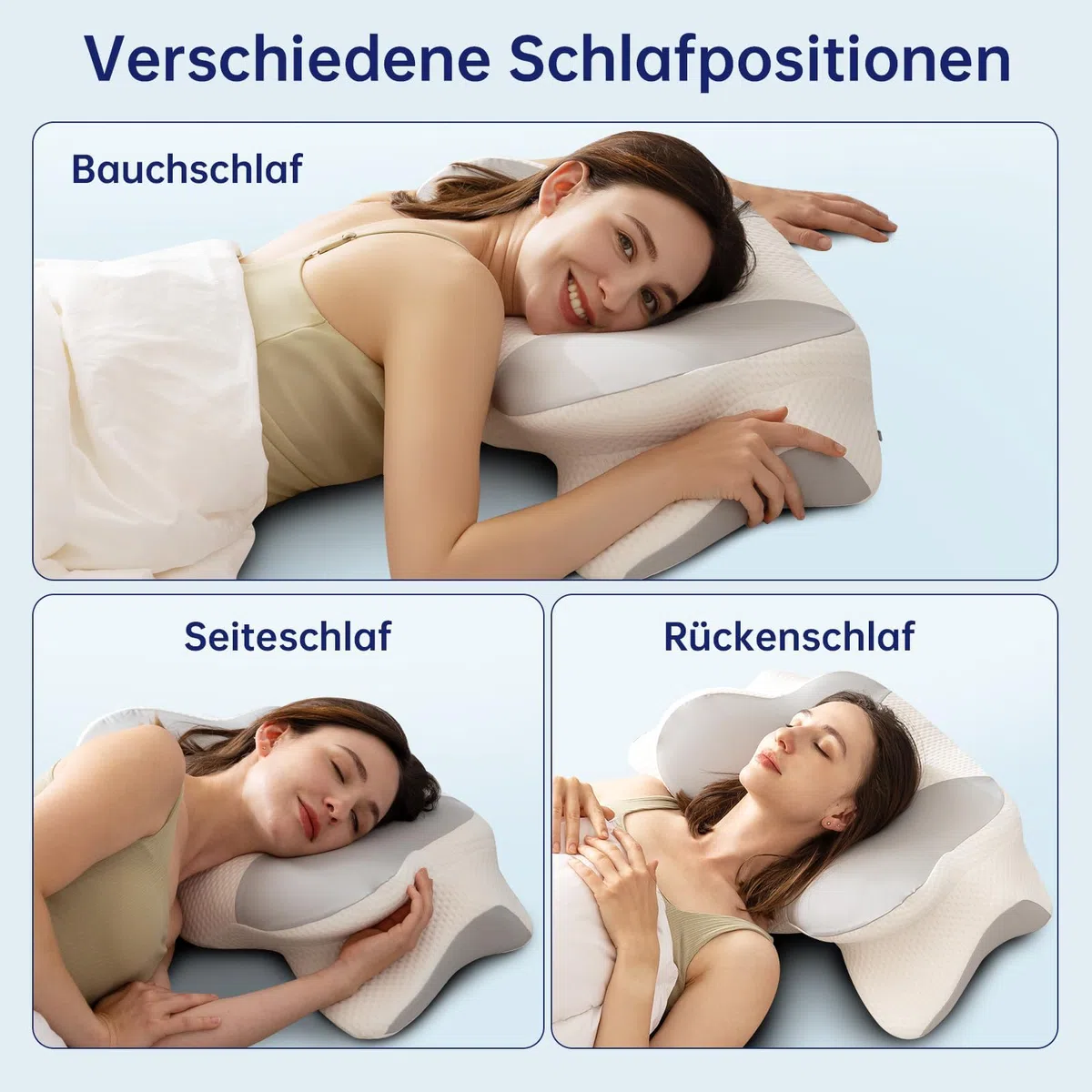 Orthopädisches Kissen mit Memory Foam Antischnarchkissen Nackenstützkissen Ergonomisches Kopfkissen Schlafkissen für Seitenschläfer, Rückenschläfer&Bauchschläfer (Grau)