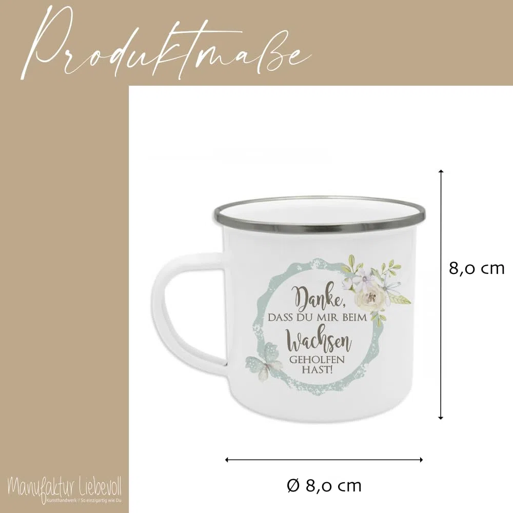 Geschenk für Erzieherin und Tagesmutter - Dankeschön Tasse mit Geschenkanhänger und Spruch "Danke, dass du mir beim Wachsen geholfen hast"