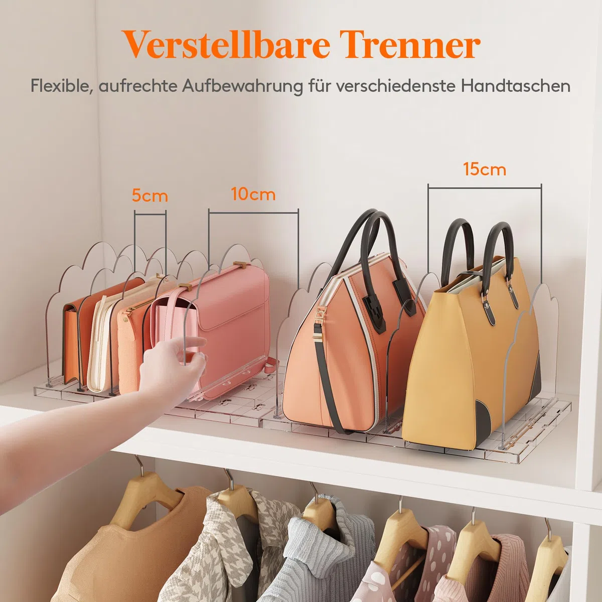 Lifewit 2 Stück Handtaschen Trenner Aufbewahrung, Verstellbar Taschen Organizer Schrank, Acryl Handtaschenorganizer Taschenständer, Regaltrenner für Clutch Tragetaschen Shirts Bücher, 35 x 24 cm/14x9"