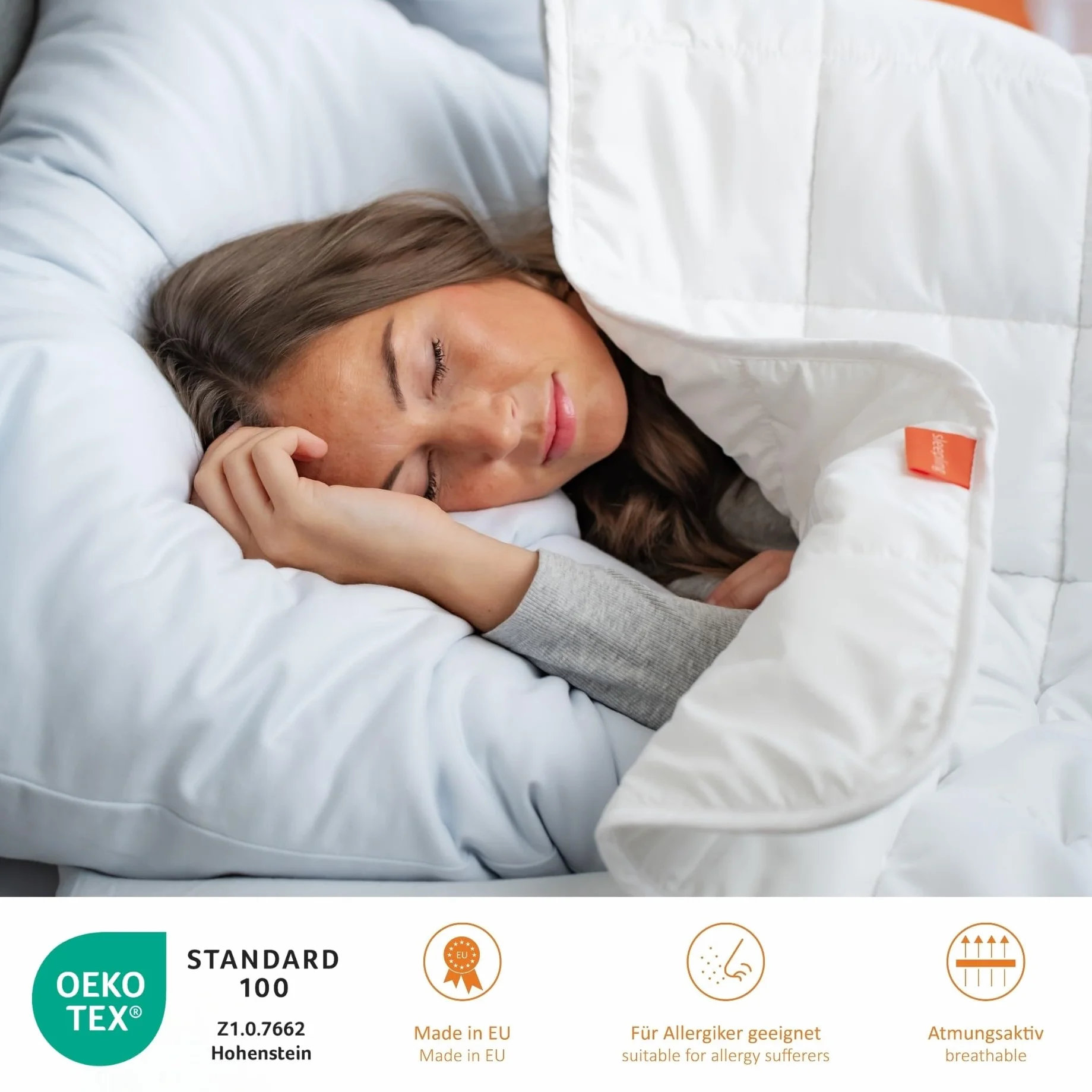 sleepling Kopfkissen 70x90 cm, Polster, Allergiker Kissen, waschbar, Made in EU, Oeko-TEX, großes Schlafkissen 70 x 90, Bettkissen, Pillow, Basic 100