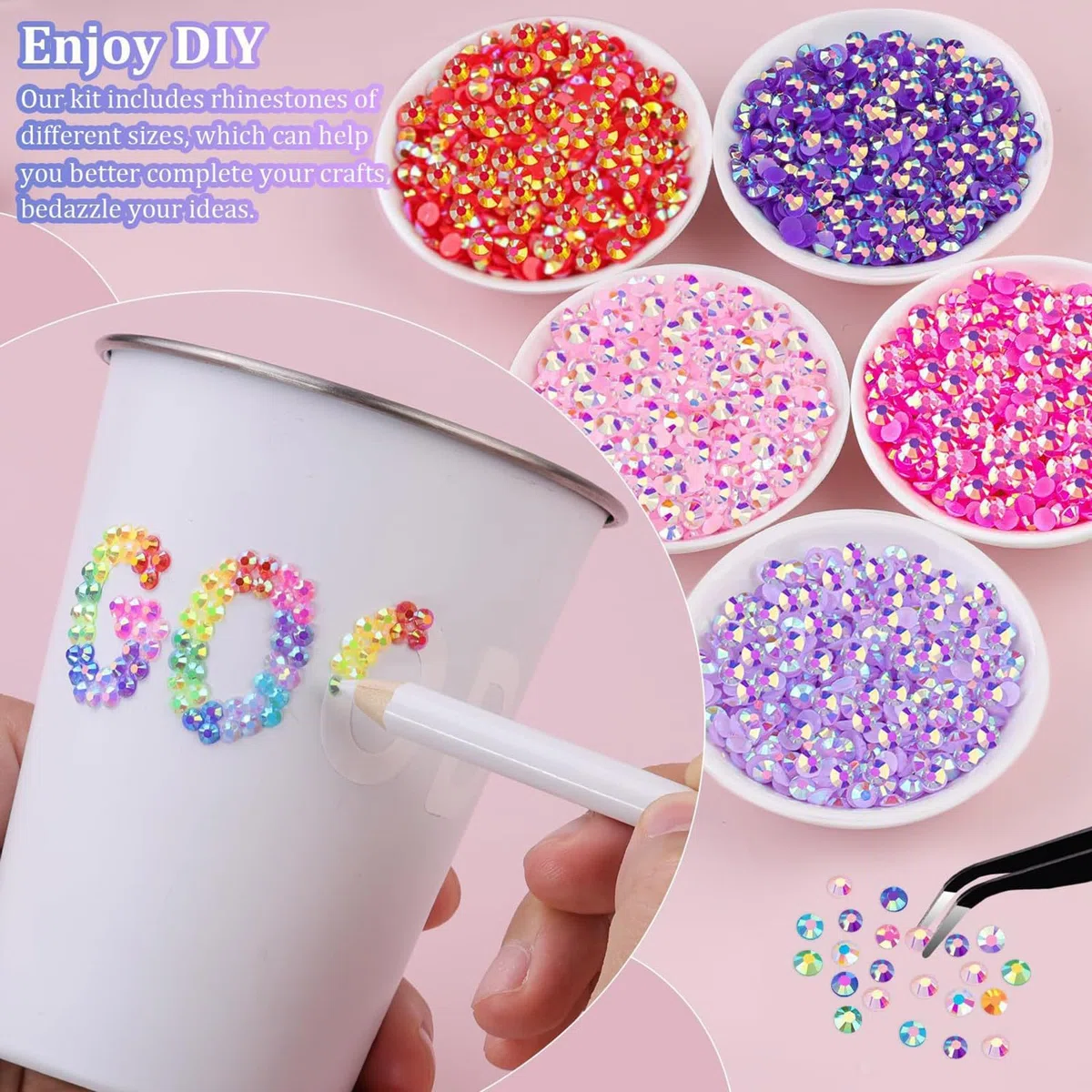 Strasssteine Set - 32000 Teiliges Glitzersteine zum Basteln, 40 Farben Bedazzler Kit with Glue, 3mm Rhinestones für Basteln Nägel Textilien Diamond Painting (A)