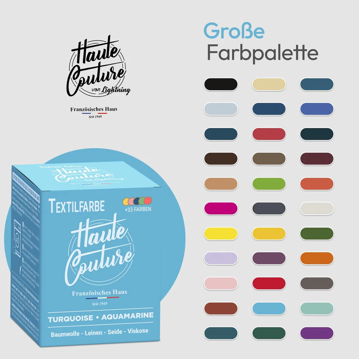 Haute Couture - Blau Textilfarbe - BlauTürkis - 350g - Alles-in-Einem - Gebrauchsfertig für Kleidung und Stoffe