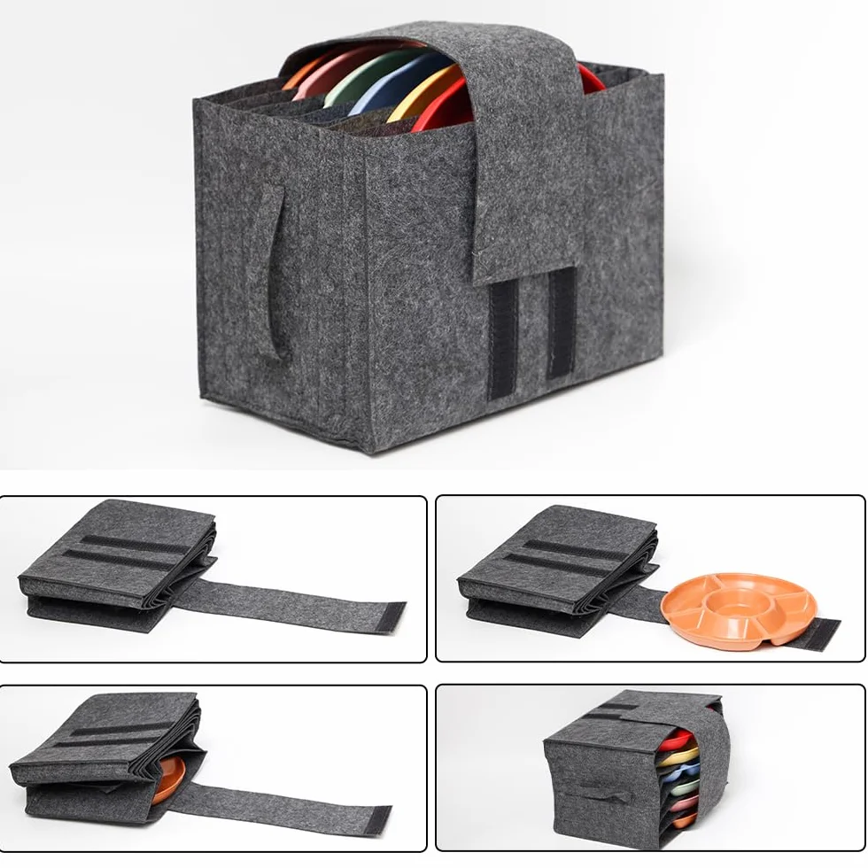 Filztasche Geschirr Camping 3 Stücke Tellerhalter & Tassenhalter Wohnmobil Filz Organizer 8 Teller 6 Tassen Geschirrhalter Aufbewahrung für Wohnwagen, Boote und Camping Zubehör