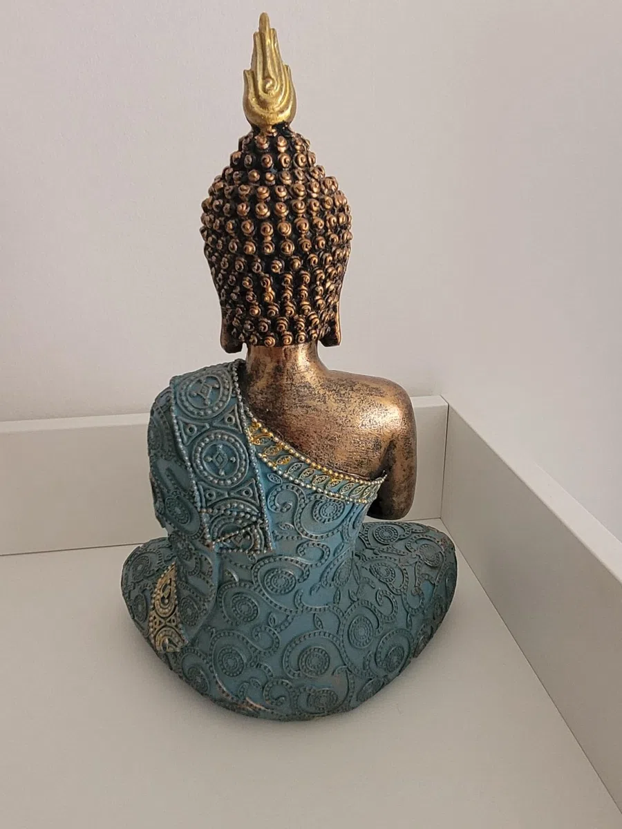Geschenkestadl Buddha Figur 29cm türkis Gold meditierend, 881358