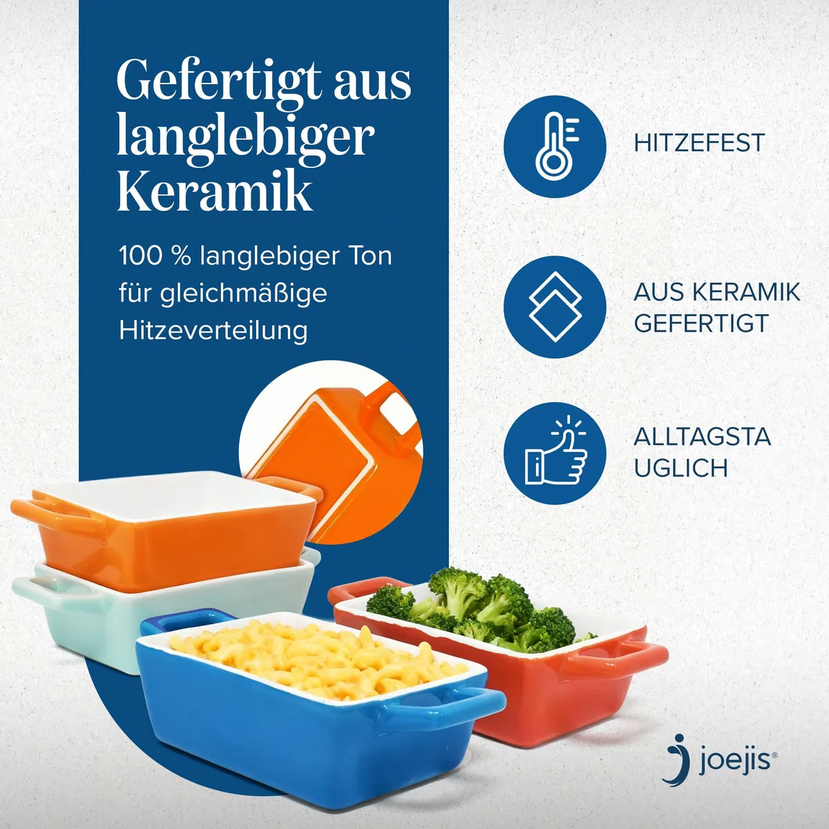 Joeji’s Kitchen Mini Auflaufformen (4er Set, 325ml): Kleine, rechteckige Keramik-Ofenformen für Lasagne, Ragout Fin, Soufflé & Gratin (1 Person).