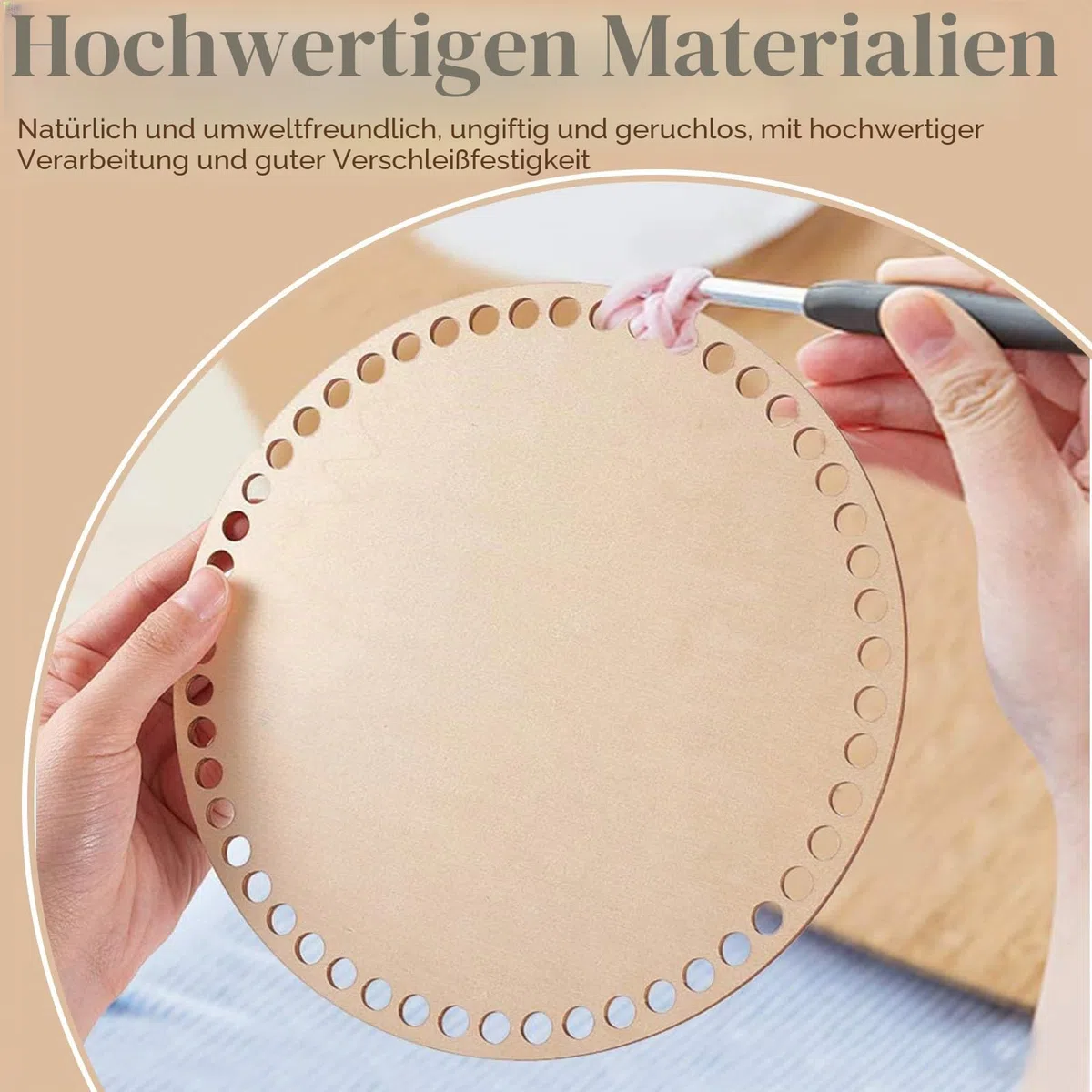 2 Stück Korbboden aus Naturholz, Basis aus Holz für runden Häkelkorb, Durchmesser 7,87 Zoll, für Handwerk, Webbedarf, Bastelkorb
