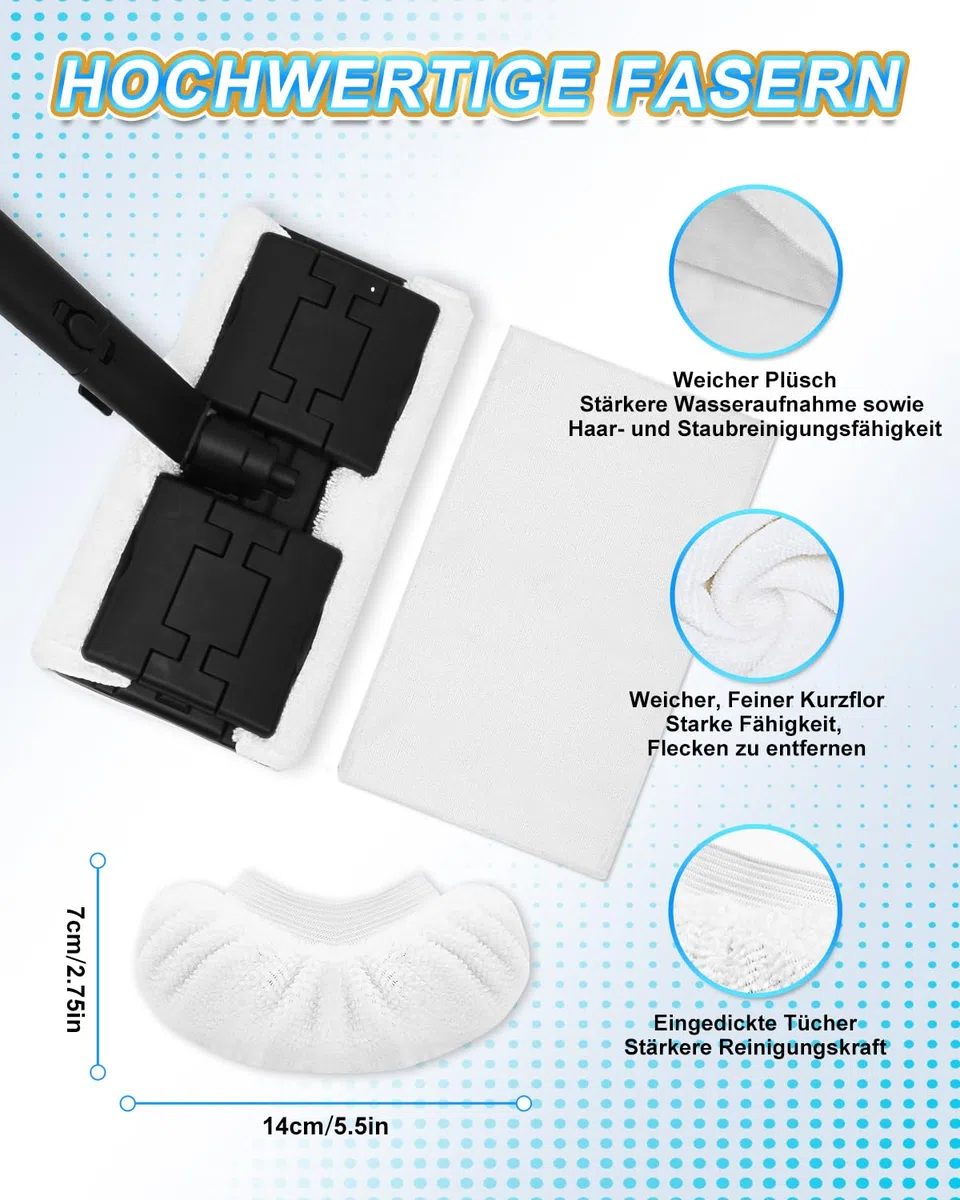 4+4 Stück Universal Dampfreiniger Mikrofaser Ersatztücher für Handdampfreiniger, Tücher für Dampfreiniger Ersatzbezüge Zubehör Microfiber Cloth (Groß + Klein)