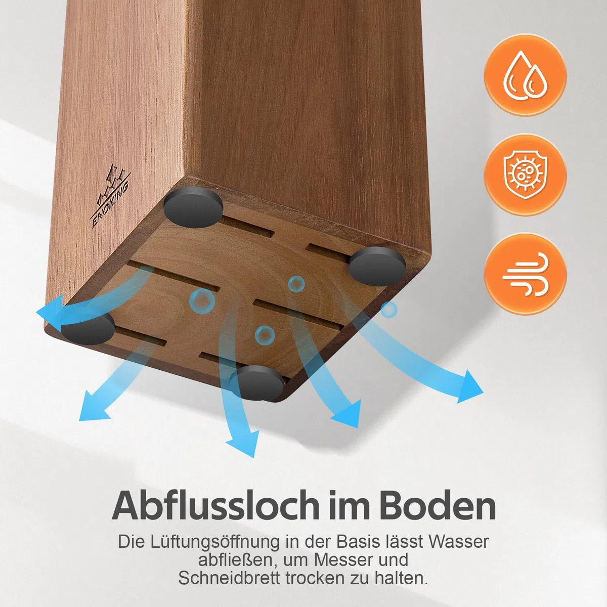 ENOKING Steakmesser Messerblock Ohne Messer, 6 Schlitze Messerblock aus Akazienholz für Steakmesser, Messerhalter Ohne Steakmesser, Küchen Organizer - Platzsparendem und Kompaktem Design