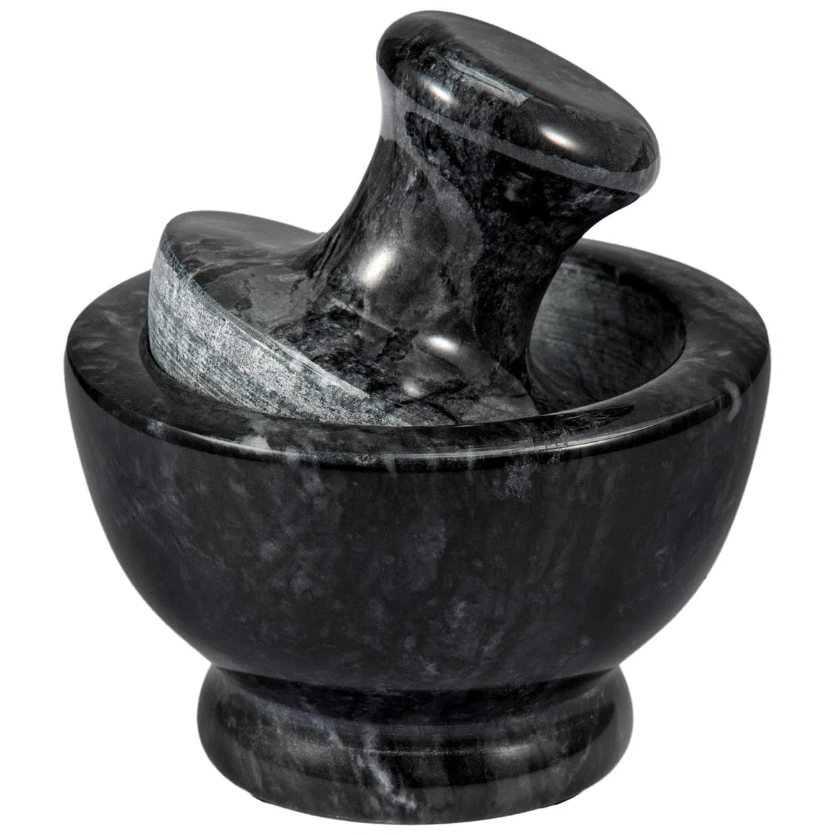 Mörser mit Stößel Marmor 10,2 cm, Kleiner Mörser Set mit Anti-Rutsch Matte & Bürste, Schwer & Stabil, Gewürzmörser für Kräuter, Knoblauch, Gewürze & Tabletten (Mortar and Pestle)