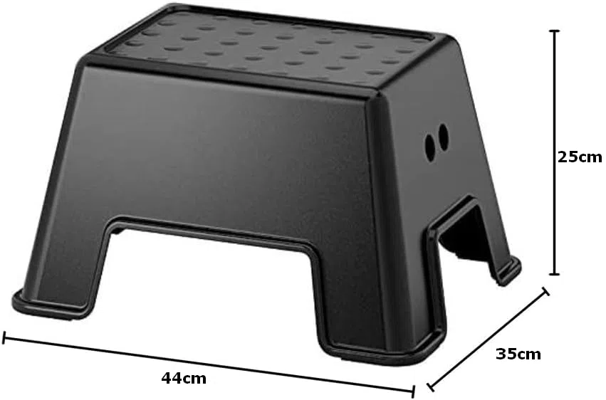IKEA Tritthocker BOLMEN Rutschfester Badezimmerhocker 44x35x25cm - für Kinder und Erwachsene geeignet - schwarz