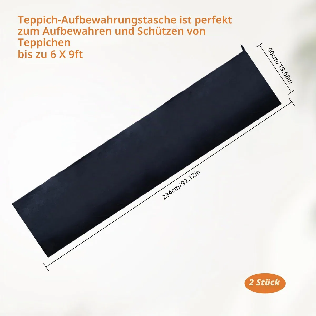 2 Stück 20 x 92 Zoll Oxford Stoff Kordelzug Teppich Aufbewahrungsbeutel Staubdichte Große Teppich Aufbewahrungstaschen Gerollte Teppiche Umzugstasche