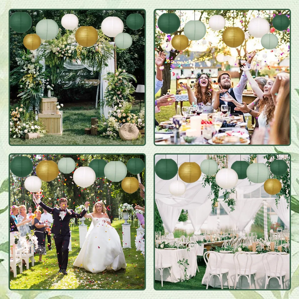 20pcs Papierlampions in Salbeigrün – Runde Papierlaternen in 4 Größen (15/20/25/30 cm) – Lampenschirme als Deko für Hochzeit, Geburtstag, Babyparty & Gartenparty
