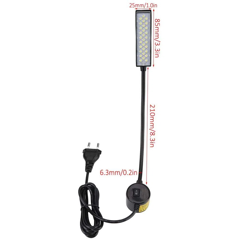 Lixada LED Nähmaschine Lampe 30-LED-Licht Arbeiten Beleuchtung Schwanenhalslampe mit Magnetfuß für alle Nähmaschine Leuchte,Schwarz,2 Stück