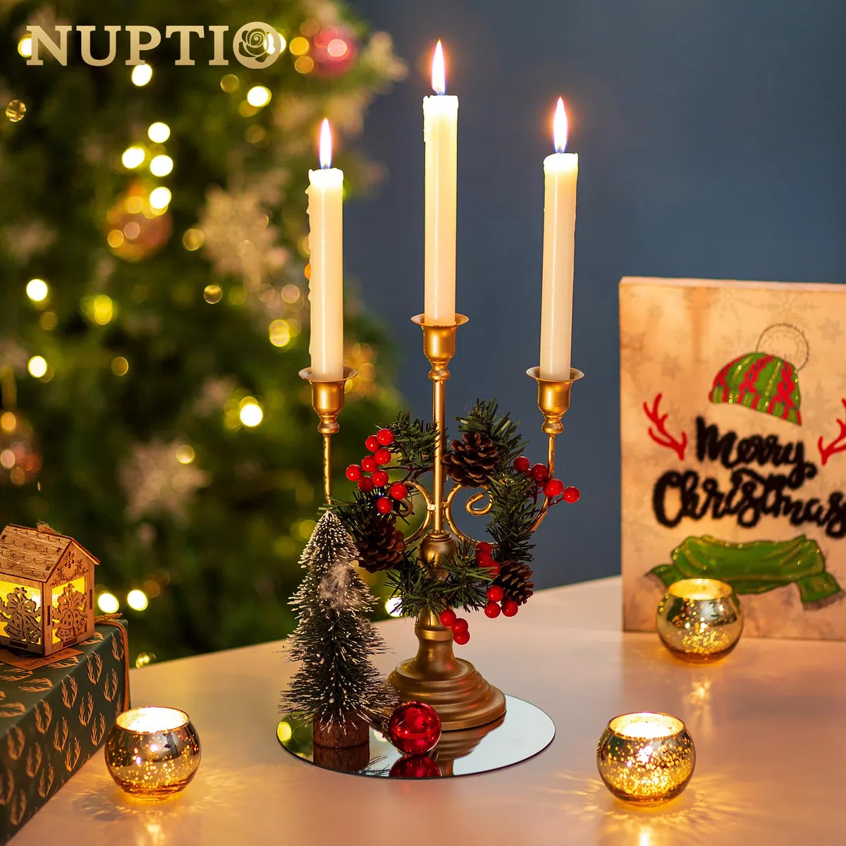 NUPTIO Runder Spiegel Spiegelplatte Glas - 20 cm 6 Stück Runde Tabletts Kerzen Platten Kreis Untersetzer Hochzeitstisch Tisch Tafelaufsätze Hochzeitsdekoration Hochzeitsdeko Home Dekoration