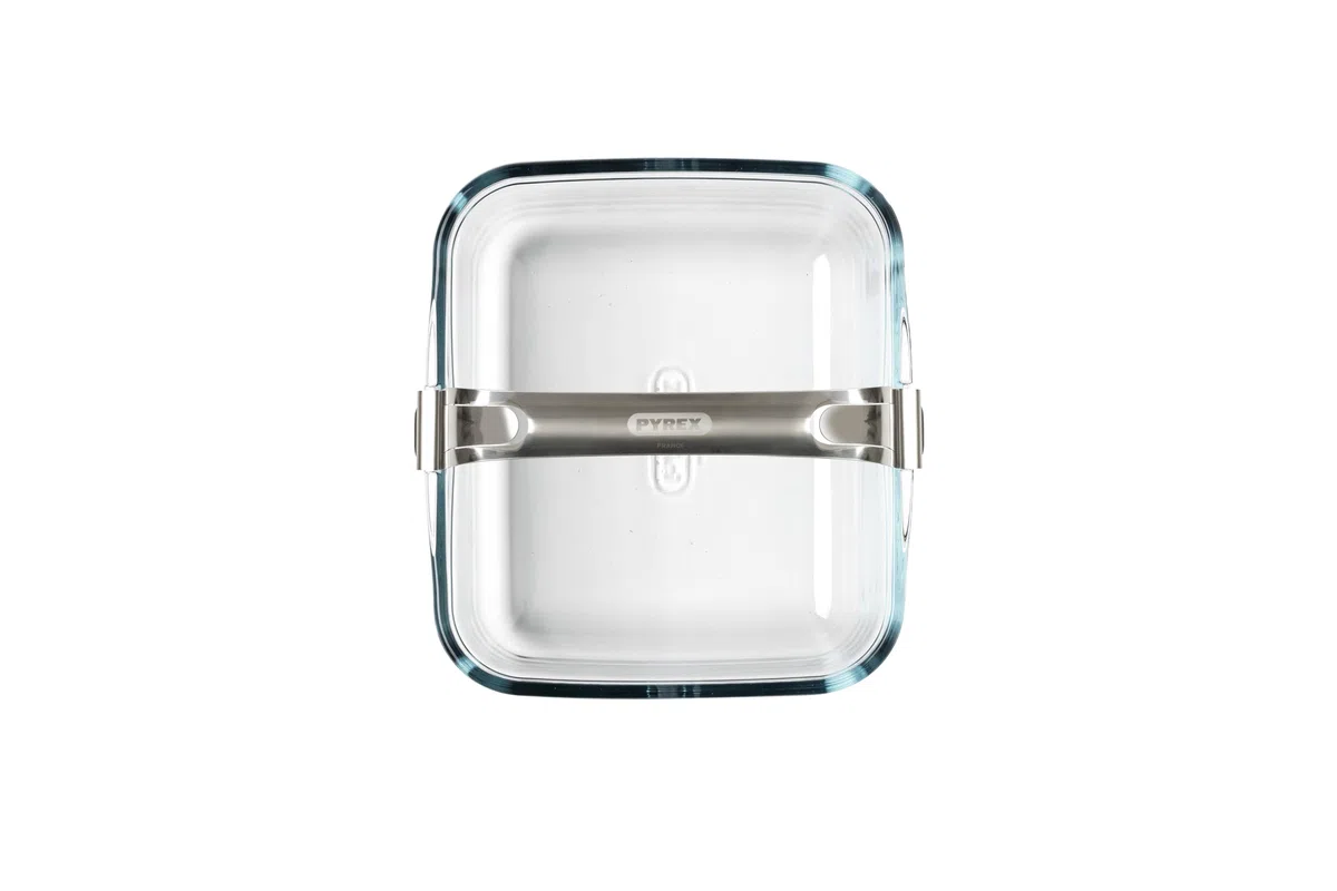 PYREX Auflaufform für Airfryer, Borosilikatglas, 2 L, mit Edelstahl-Griff