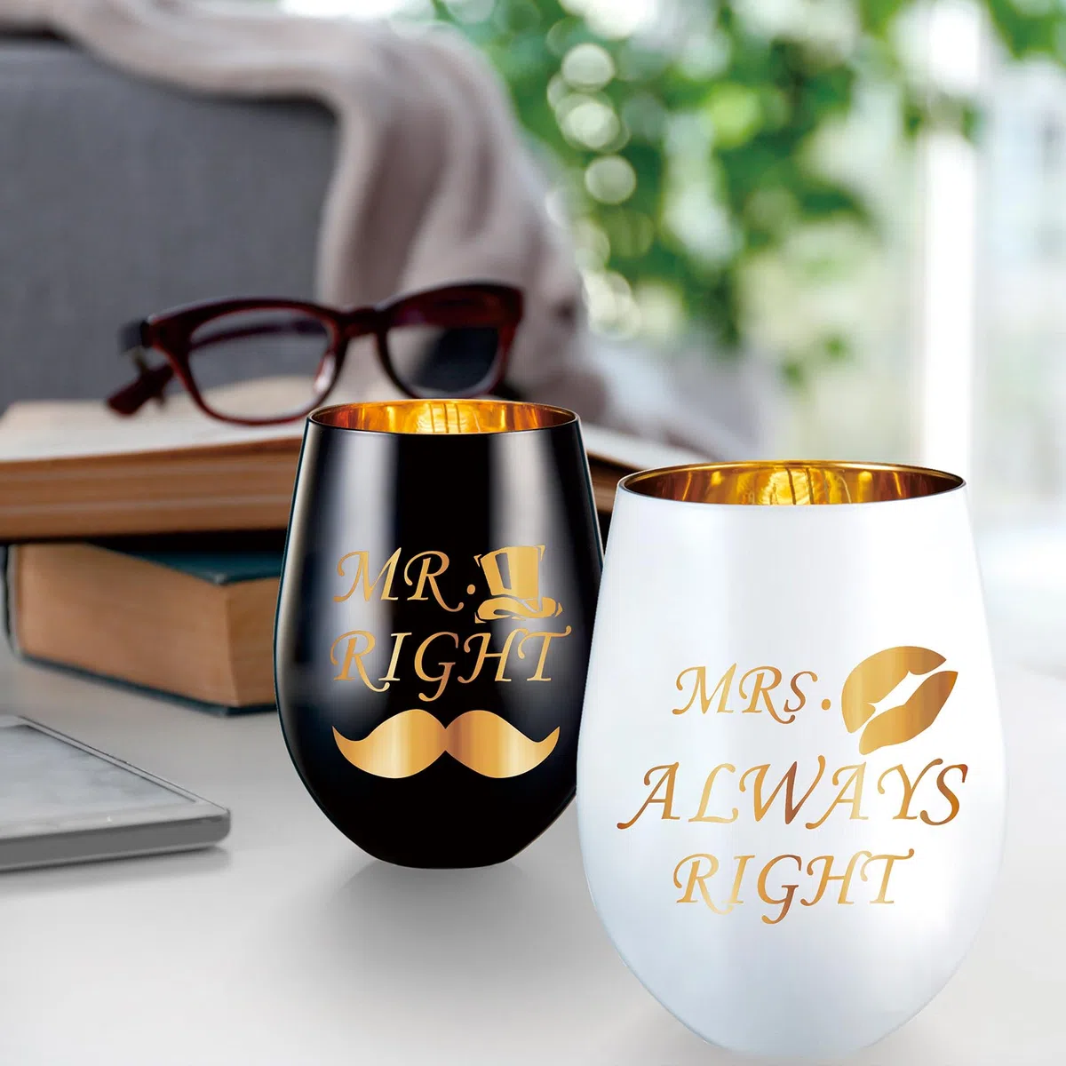 Mr Right Mrs Always Right Wine Glass, Hochzeitsgeschenke Für Brautpaar, Verlobungsgeschenk, Geschenk Hochzeit