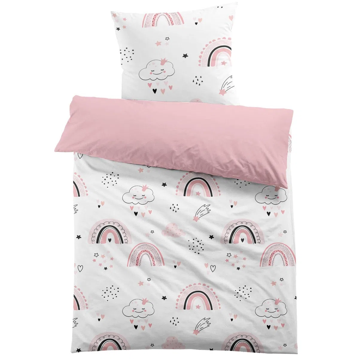 Regenbogen Bettwäsche 135x200 Kinder Rosa Bettwäsche-Sets Mädchen Bettbezug und 1 Kissenbezug 80x80 cm Mikrofaser