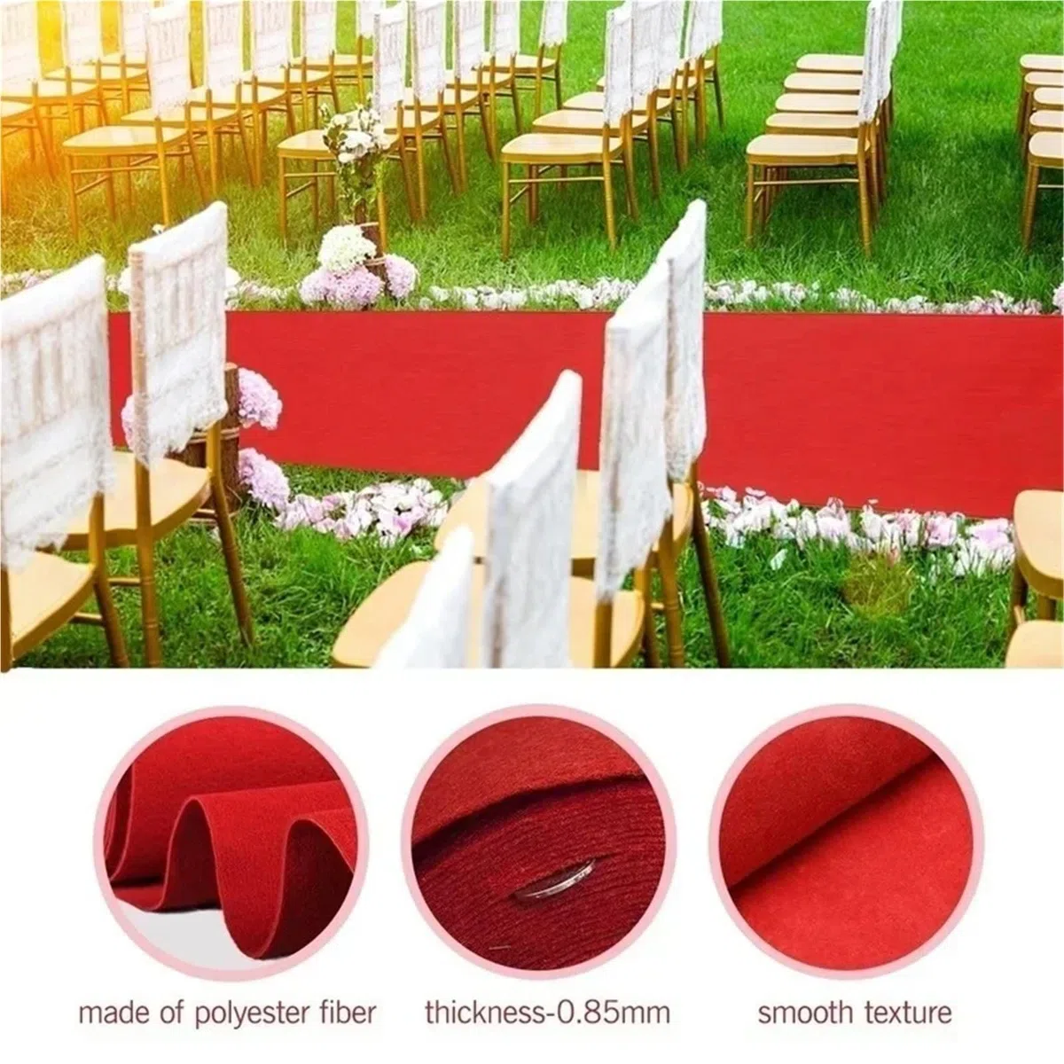 Rot Hochzeit Teppich Länge Gang Läufer Indoor Outdoor Dekoration Event Party Hause(5M_1M)