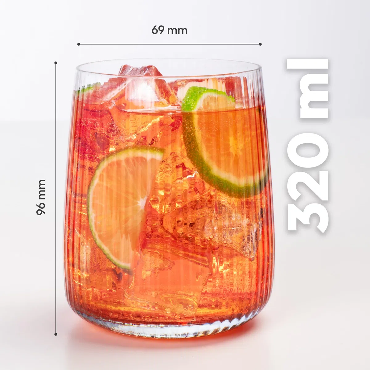 KONZEPT Geriffelte Gläser Set 6 teilig, Trinkgläser 320 ml, Wassergläser spülmaschinenfest