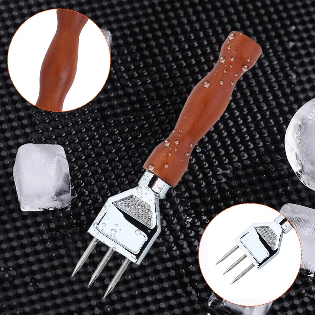 Edelstahl Eiszerkleinerer Mit Holzgriff, Eispickel Set Ice Crusher Tool Bar Breaking Ice Zubehör Brechen Eis Eishacker Küchenwerkzeug Entfernung Chipper Eisfischen Eiswerkzeug Cocktail Restaurant