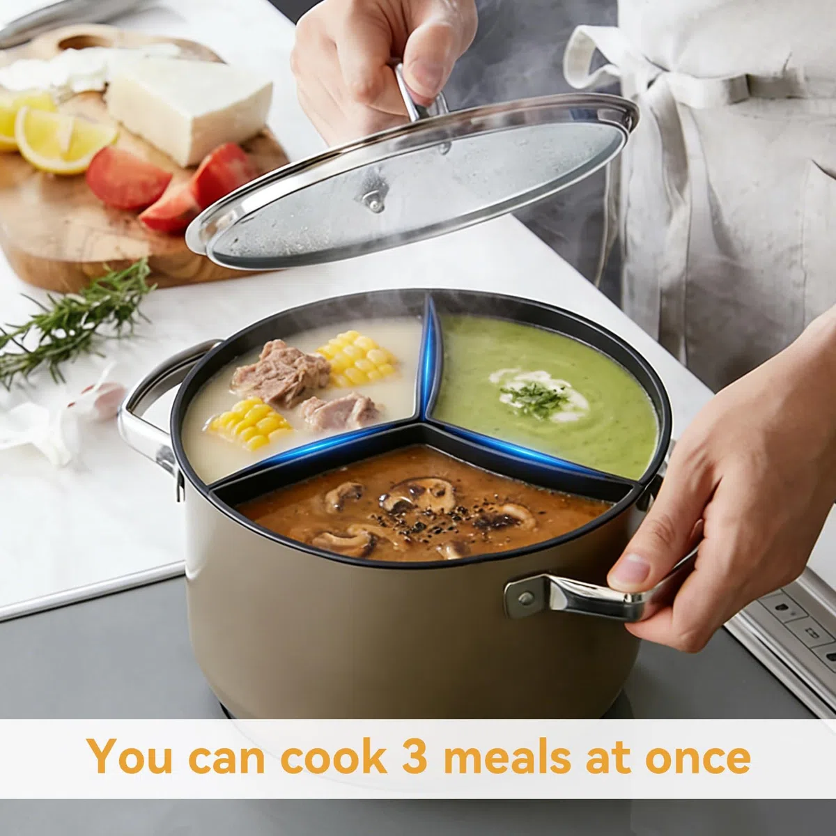 3-in-1 Silikon-Slow-Cooker-Einsatz, Kleine Slow-Cooker-Einsätze, Slow-Cooker-Silikon-Einsatz, Silikon-Slow-Cooker-Trenneinsätze(Schwarz)
