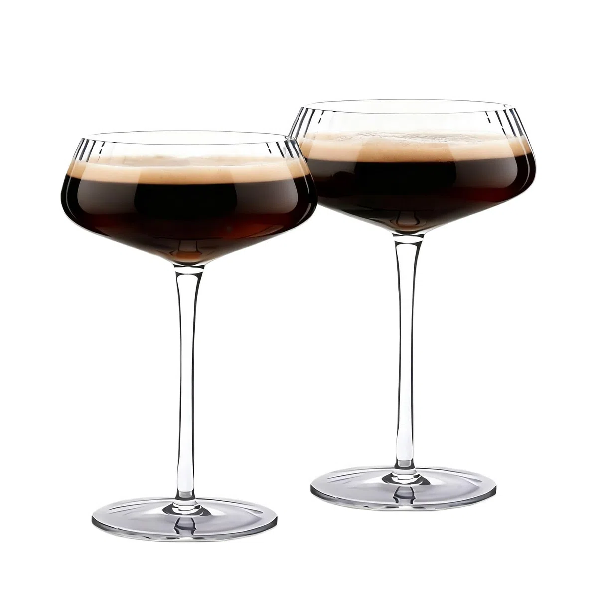 2 Stück Espresso Martini Gläser 289 ml, Gerippte Cocktailgläser, Martini Gläser Cocktailgläser Set, Klassische Cocktail-Galssware, Bar-Trinkgläser-Set, Perfekt für Cocktail, Wein, Bar, B