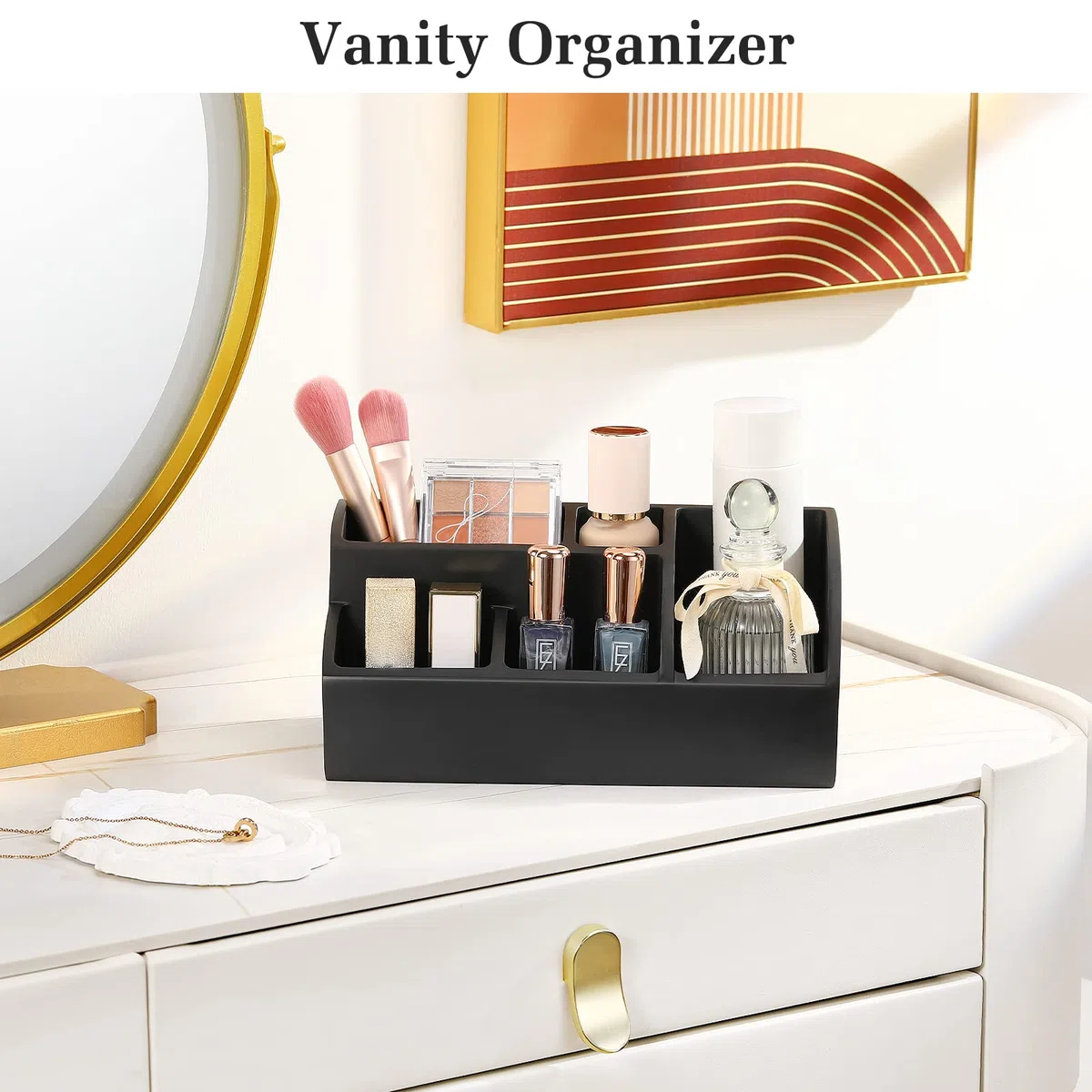 Luxspire Zahnbürstenhalter, 5 Fächer Elektro Zahnbürsten Halter Organizer Familie Zahnputz Halterung Große Kapazität Zahnputzhalter Make Up Organizer für Familien Zahnpasta Shaver Herren, Mattschwarz