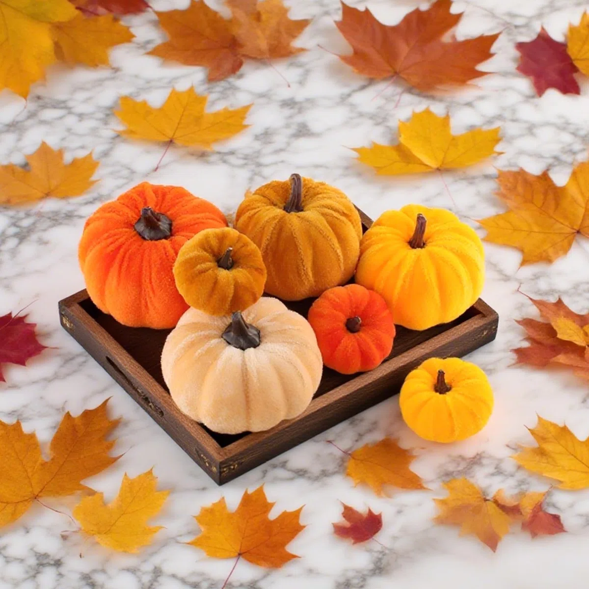 24 Stück Kürbis Deko Set, Halloween Deko Kürbis, Herbstdeko Innen, Künstliche Kürbisse, Mini Kürbisse in Orange Braun Beige für Tischdeko Erntedank Hochzeit Party Herbstfest Pumpkins