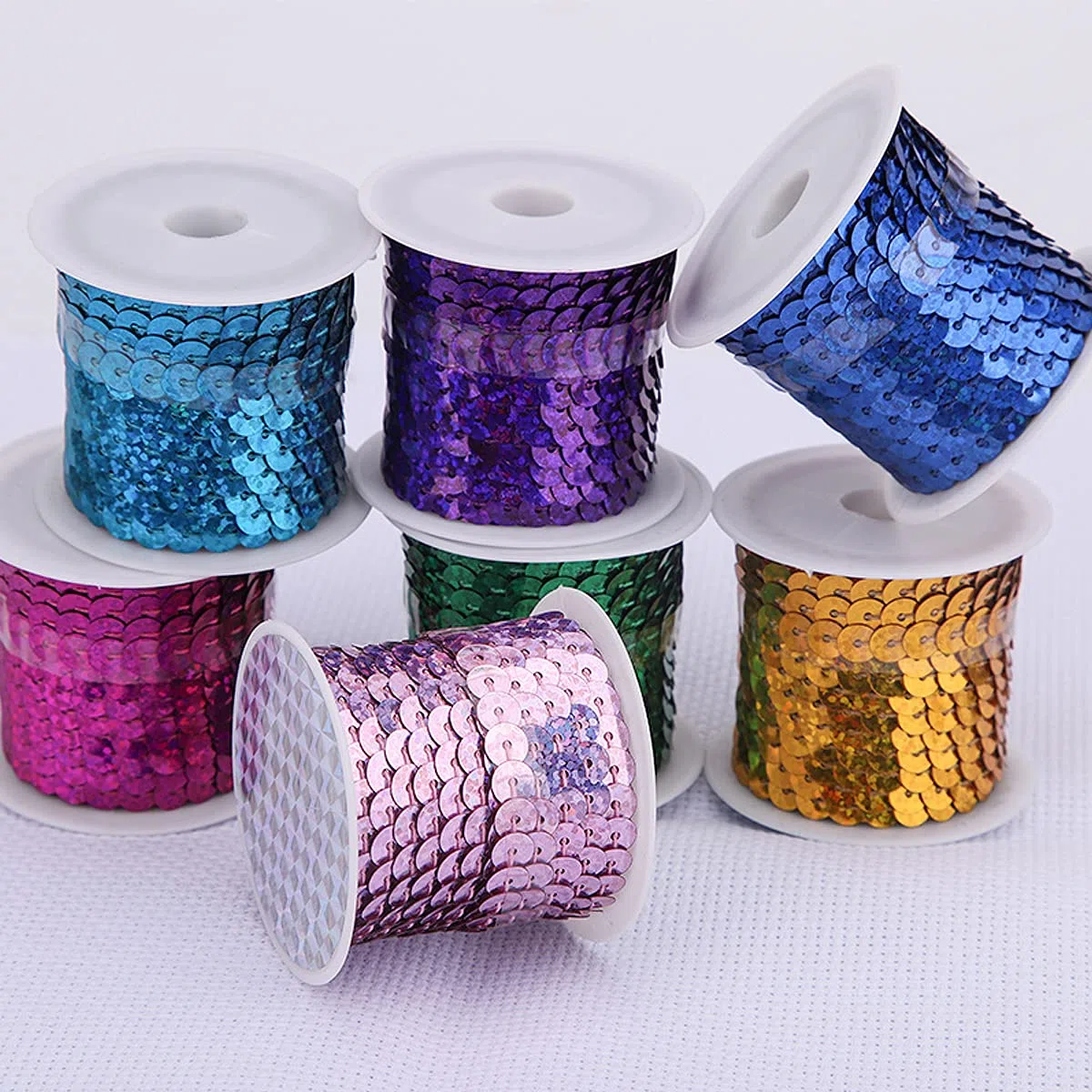 5Yards ×20 Rollen Pailletten Bänder Paillettenband Flache Glitzerband Borten Pailettenbänder Paillettenborte Für Diy Handwerk Nähen Schmuck Machen Basteln Kleid Dekorieren