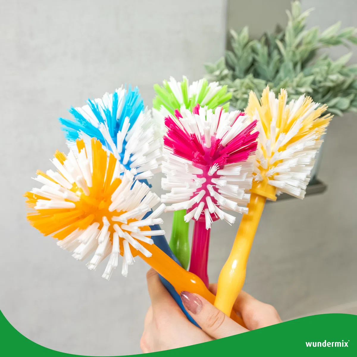 Wundermix - Mixtopf-Spülbürste für Deine Küchenmaschine (5er Set) • Reinigungsbürste für Mixtöpfe gängiger Küchenmaschinen • Robuste Bürste mit Nylon-Borsten • Spülbürsten