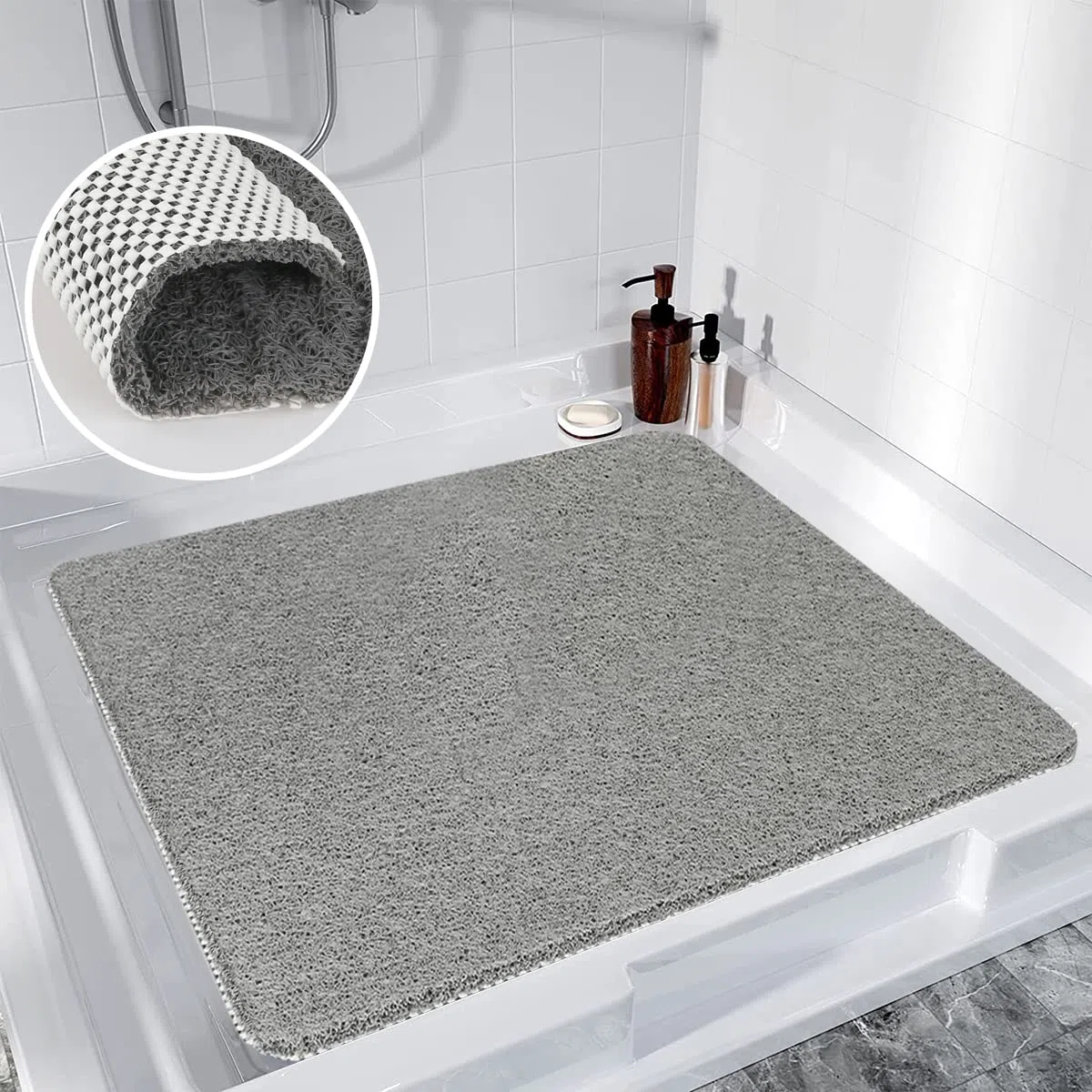 Duschmatte rutschfest 80x80 cm, Weich Komfort Sicherheits Antirutschmatte Dusche, Badematte mit Ablauflöchern, rutschmatte dusche für Badewanne und Nassbereiche,Nur für Duschkabinen über Geeignet
