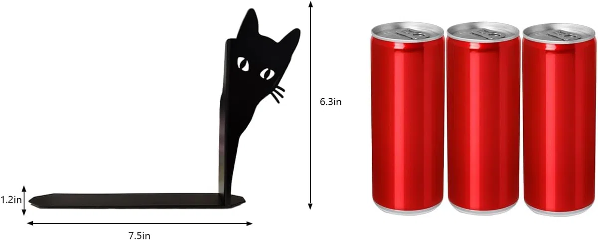 Buchstützen Katzenmotiv – Dekorative Metall-Buchstützen mit Rutschfester Unterseite | Schwarze Katzen-Deko für Bücherregal & Schreibtisch | Originelle Geschenkidee für Katzen- und